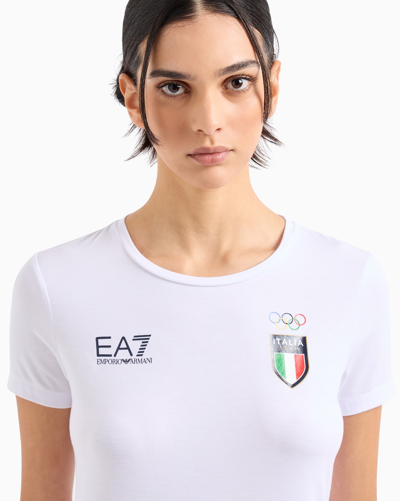 T-shirt ras-du-cou femme Italia Team Paris 2024 en tissu technique Natural VENTUS7 Diapositive 4