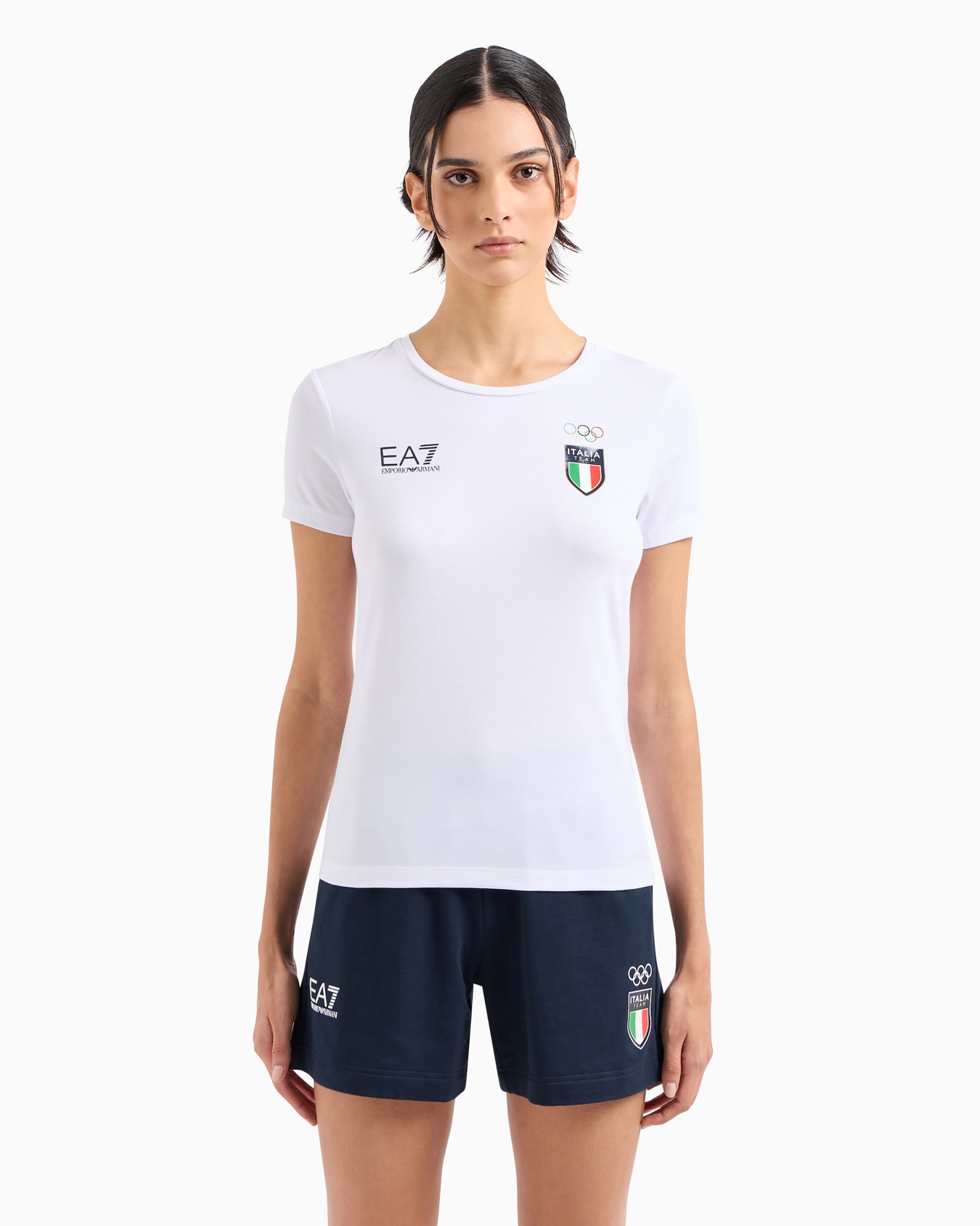 T-shirt ras-du-cou femme Italia Team Paris 2024 en tissu technique Natural VENTUS7 Diapositive 1