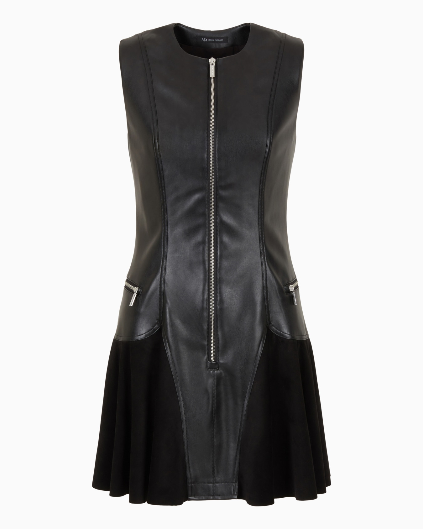 Flared dress in faux leather Diapositiva 0
