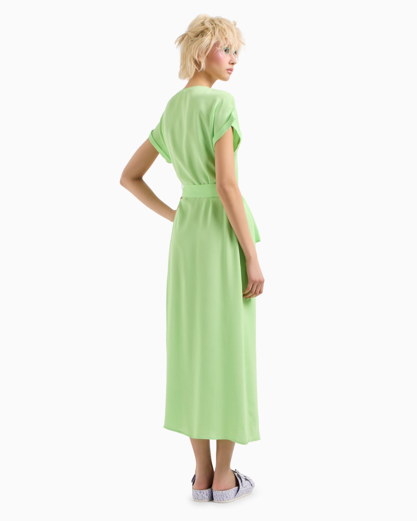 Long georgette dress with sash Diapositiva 2