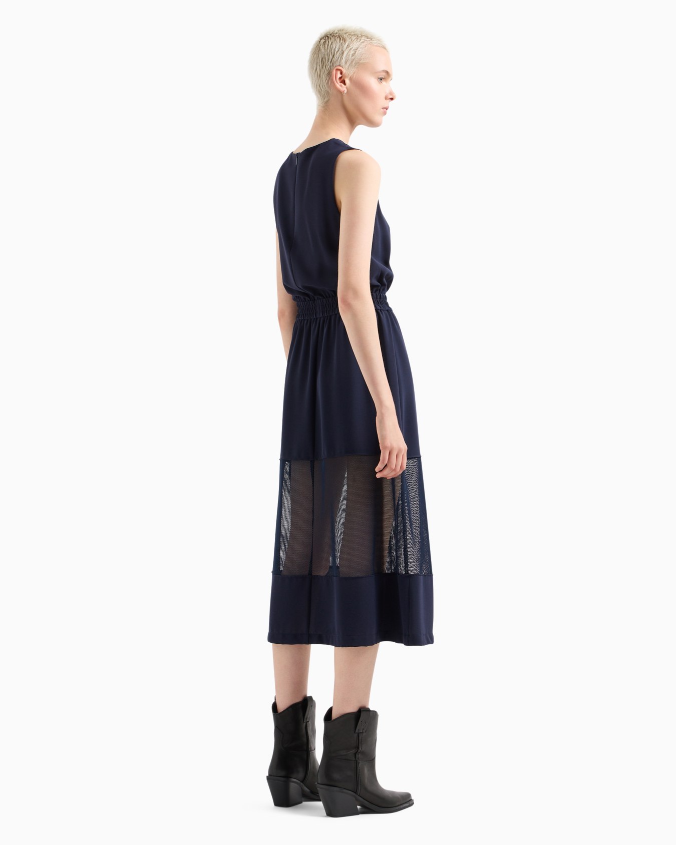 Long dress in ASV recycled fabric with transparent detail Diapositiva 2