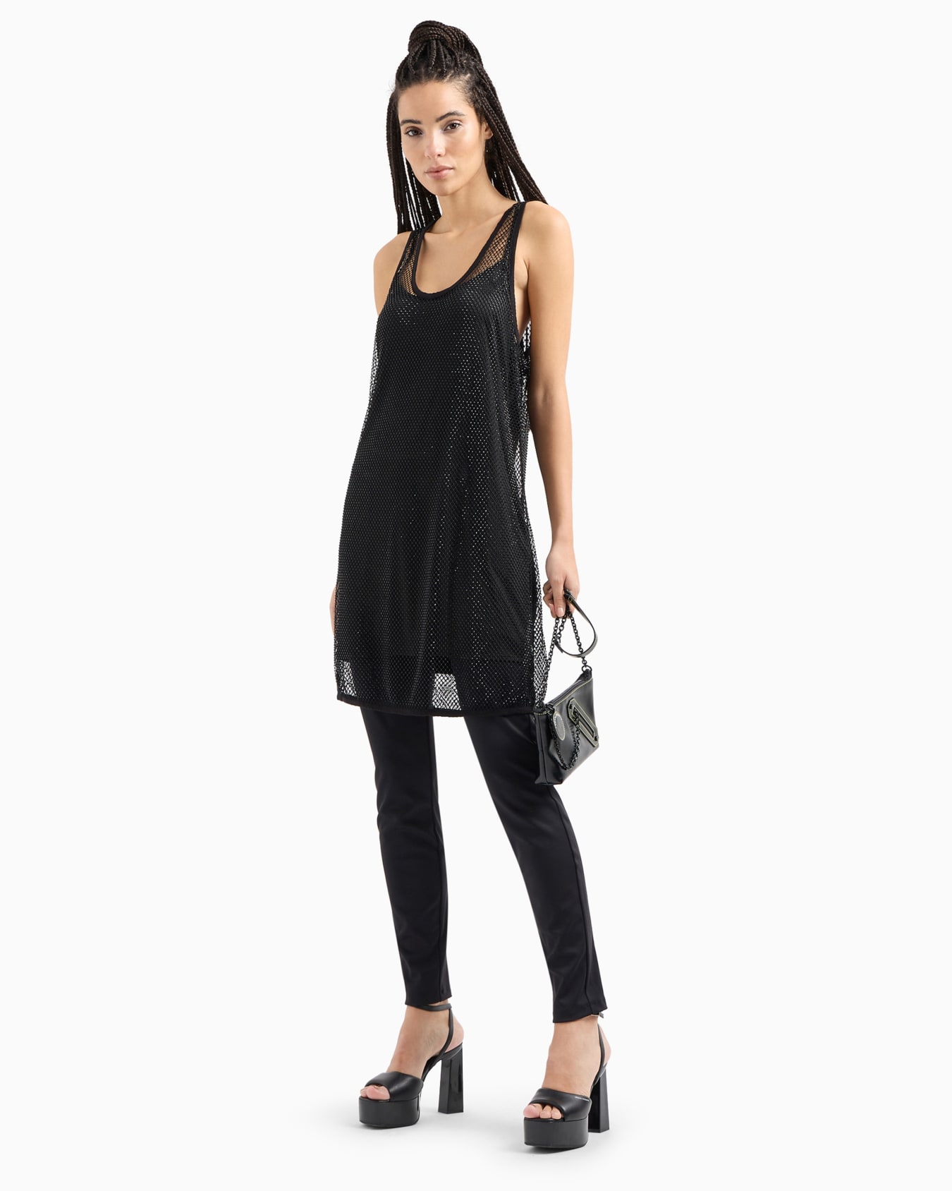 Mesh fabric dress with rhinestones Slide 3