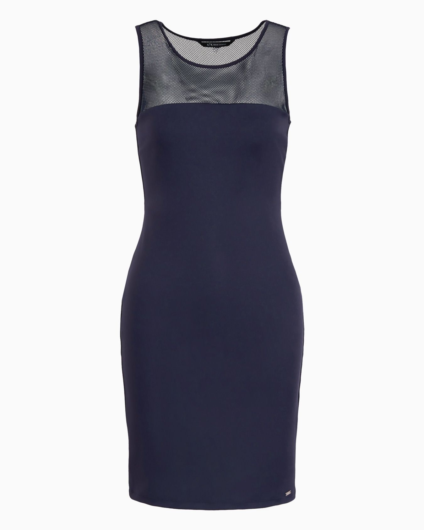 Stretch jersey sheath dress with mesh insert Diapositiva 0
