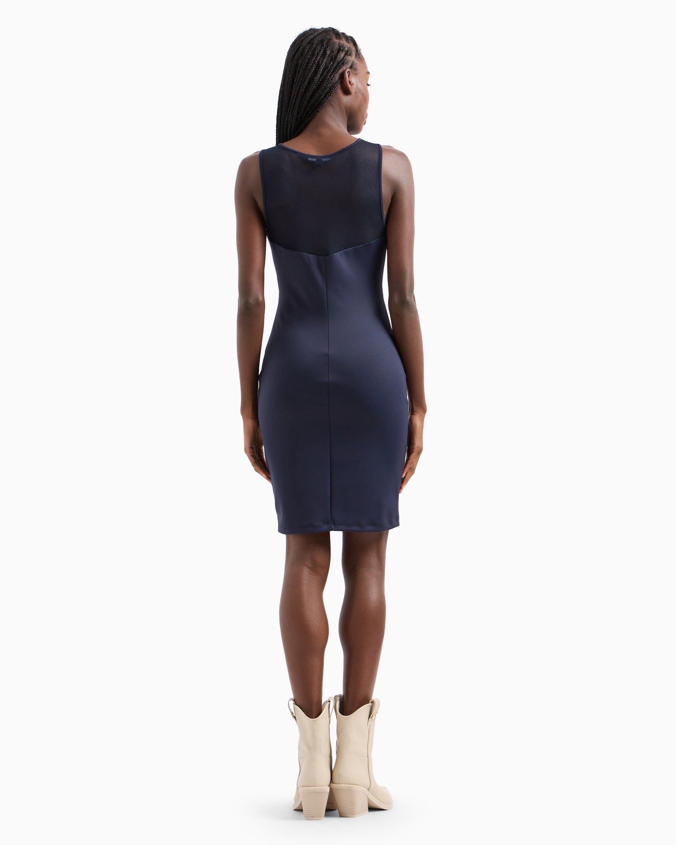 Stretch jersey sheath dress with mesh insert Diapositiva 2