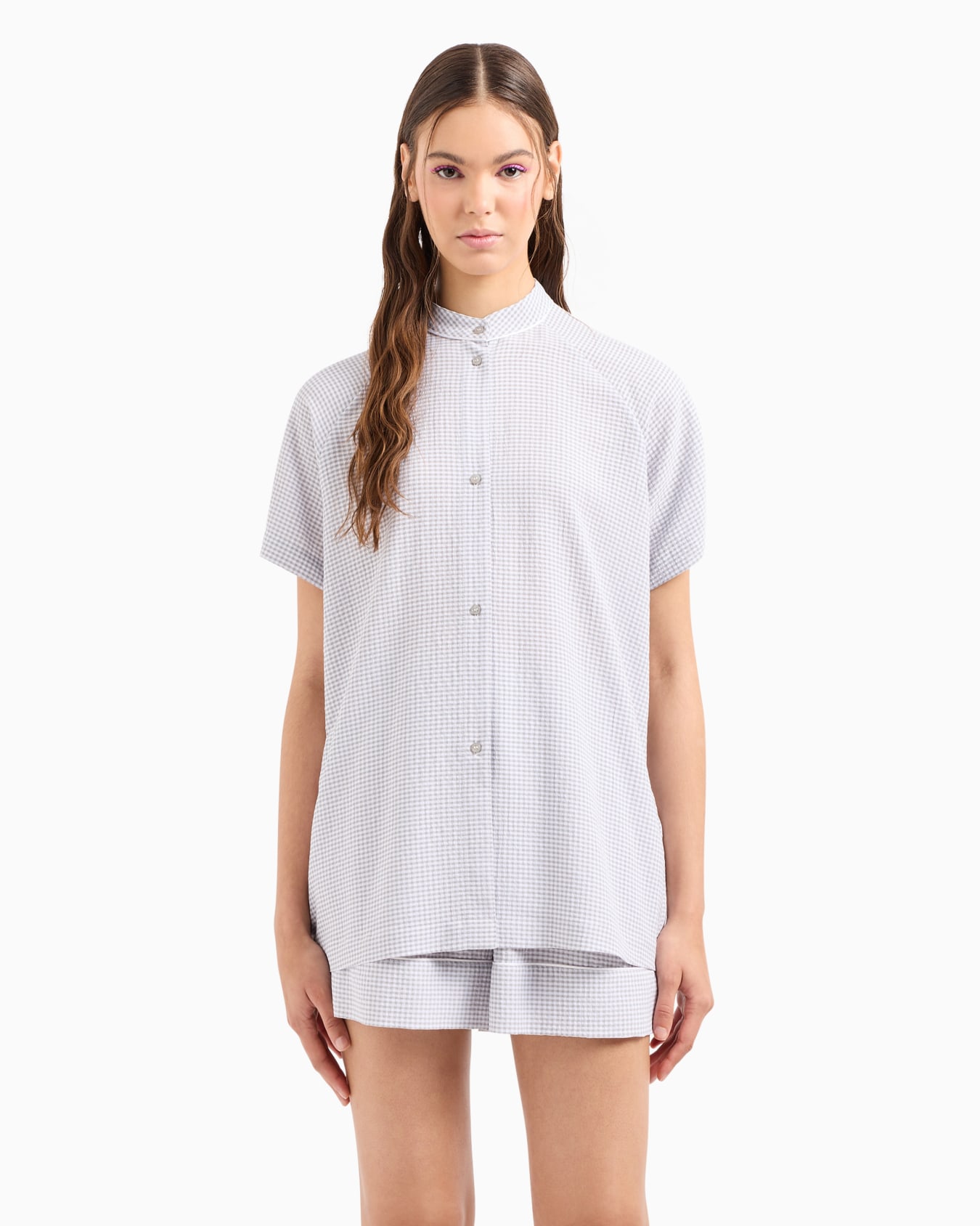 Oversized shirt in seersucker fabric Diapositiva 1