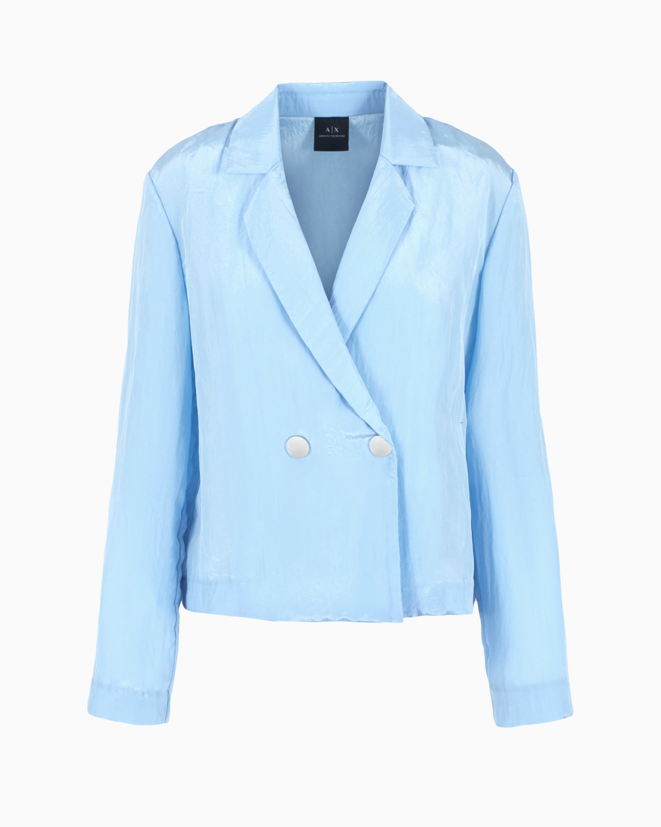 Double-breasted jacket in wrinkle satin fabric Diapositiva 0
