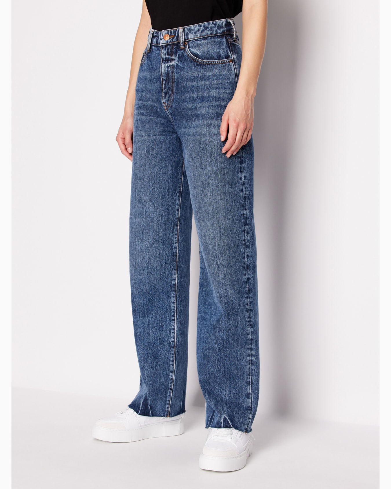 Relaxed Fit Jeans in Indigo Rigid Cotton Denim Diapositiva 1
