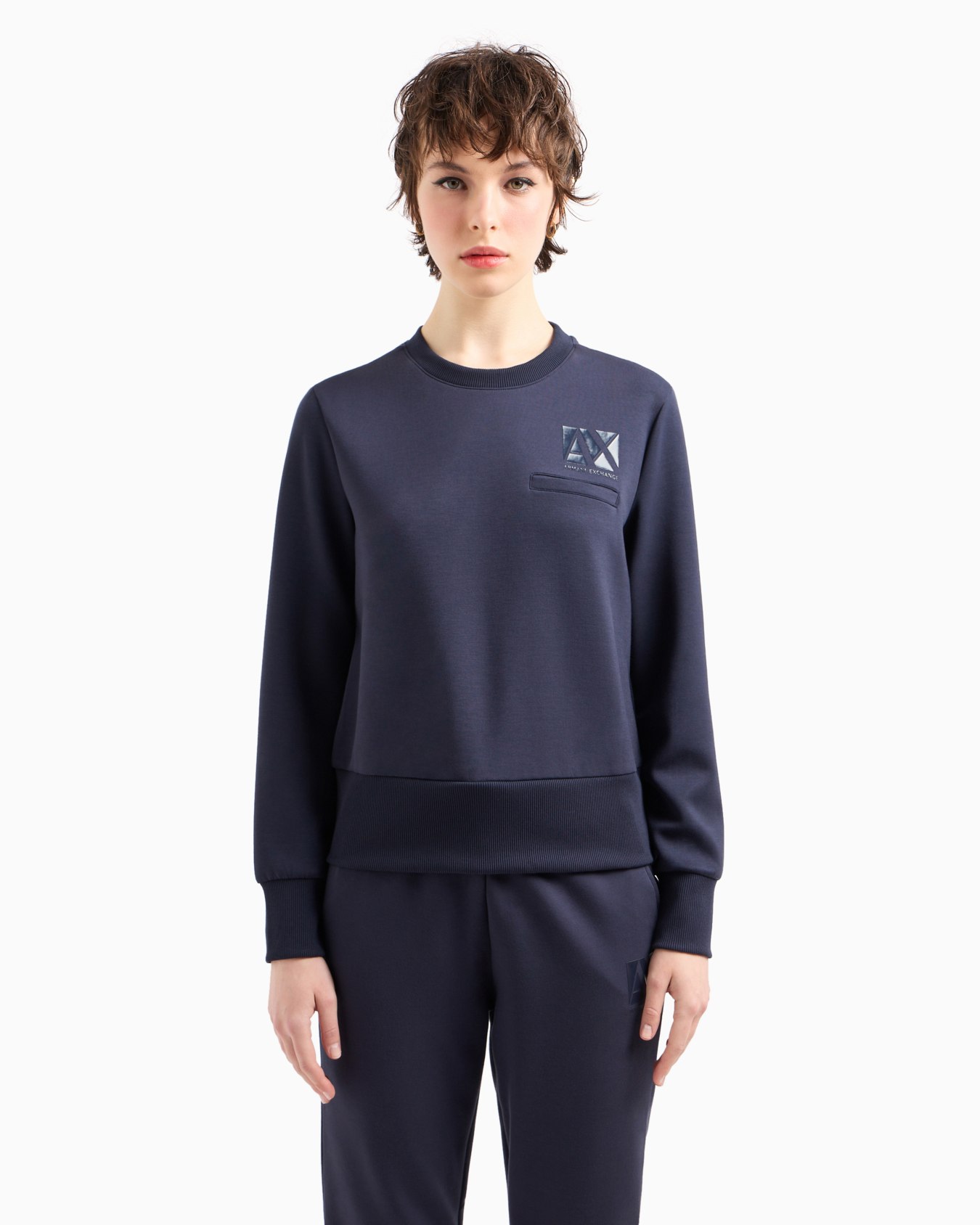 Stretch fabric zip-up hoodie Slide 1