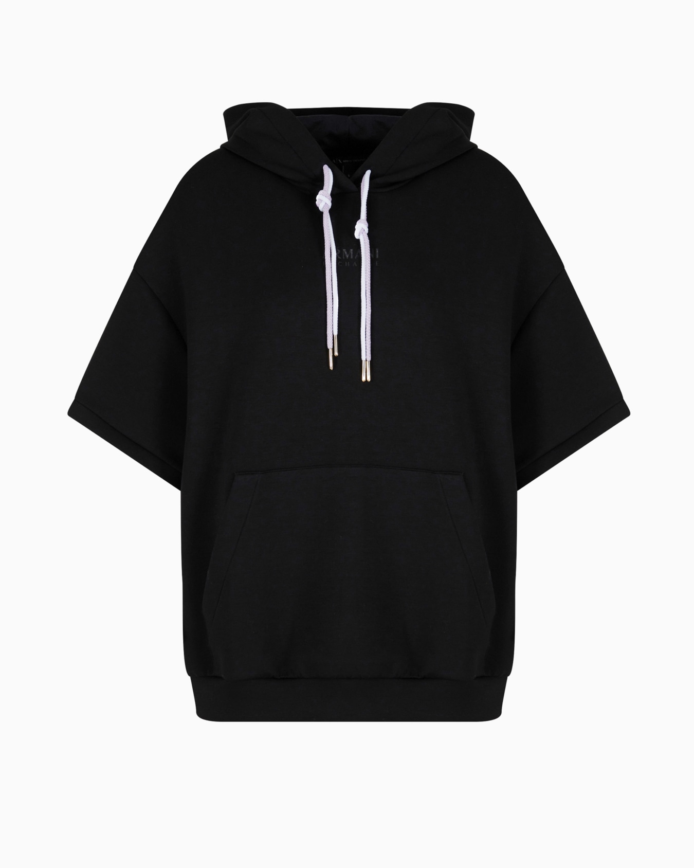 Short-sleeved hooded sweatshirt in scuba fabric Diapositiva 0