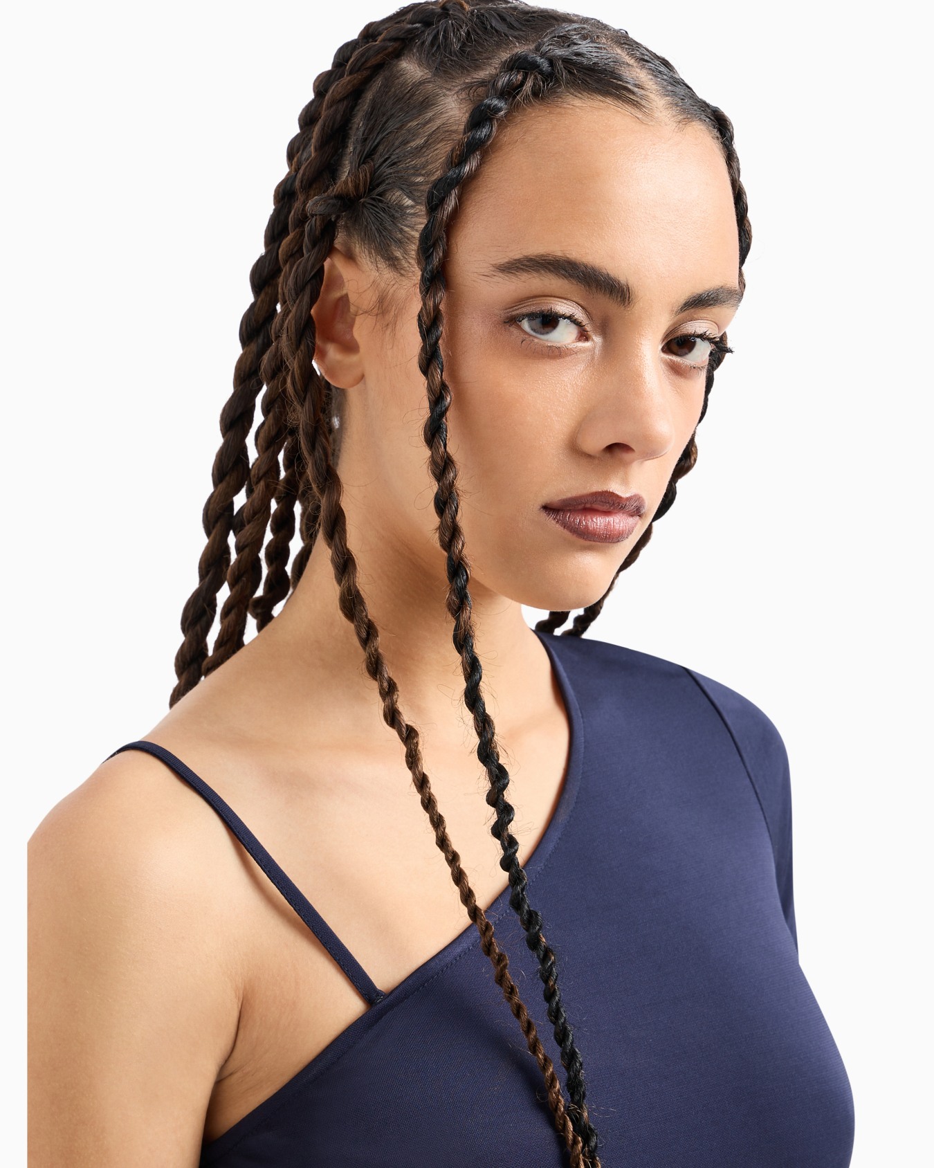One-shoulder top in draped matte jersey Diapositiva 5