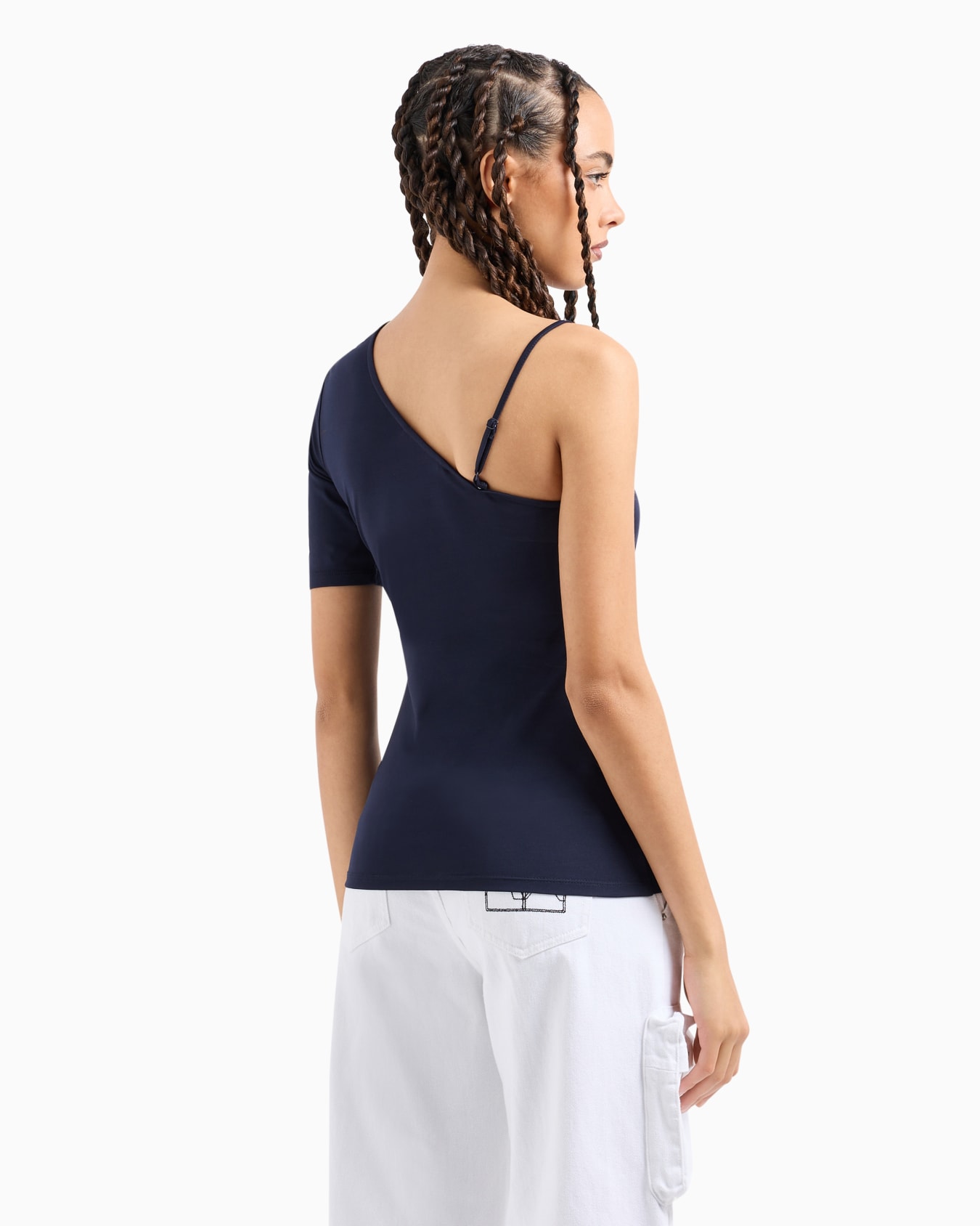 One-shoulder top in draped matte jersey Diapositiva 2