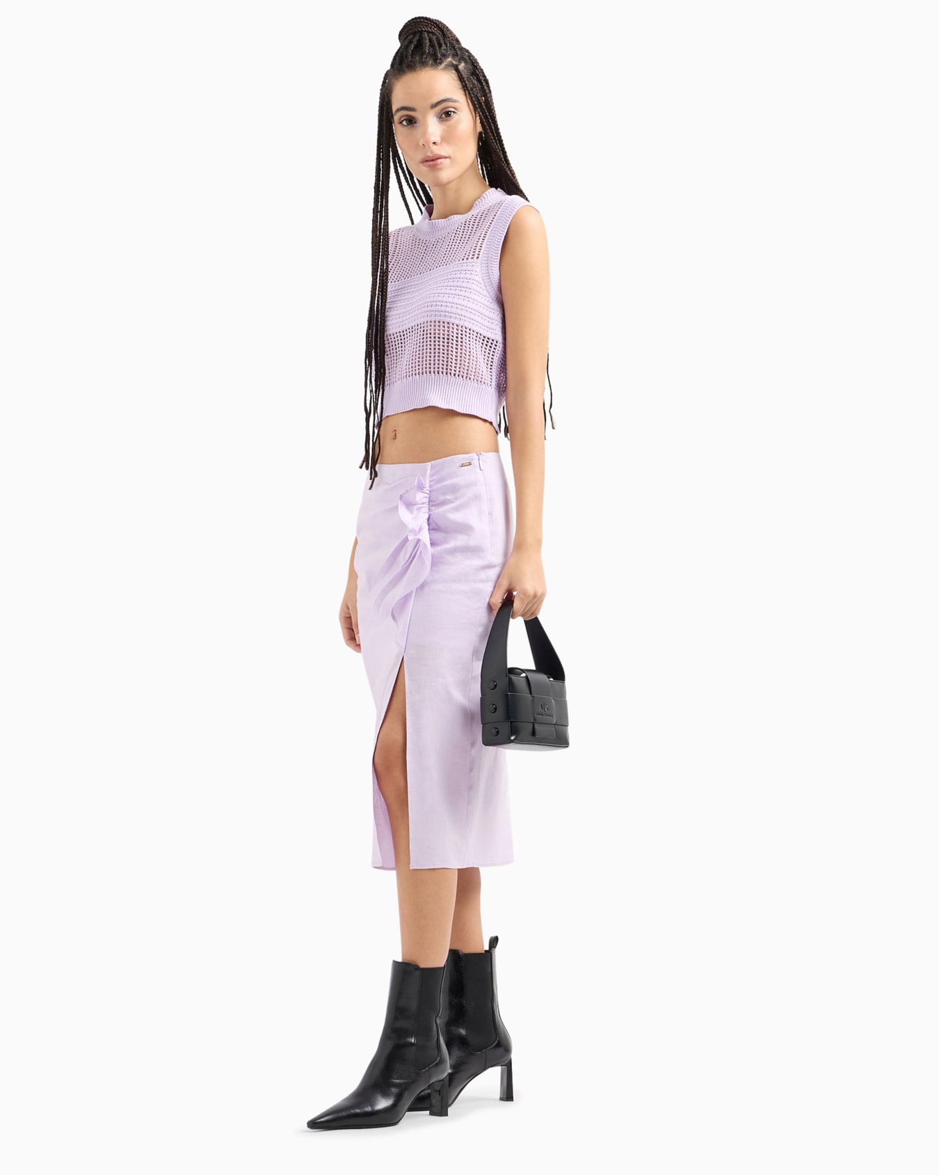 Midi skirt with slit and ruffles Diapositiva 3