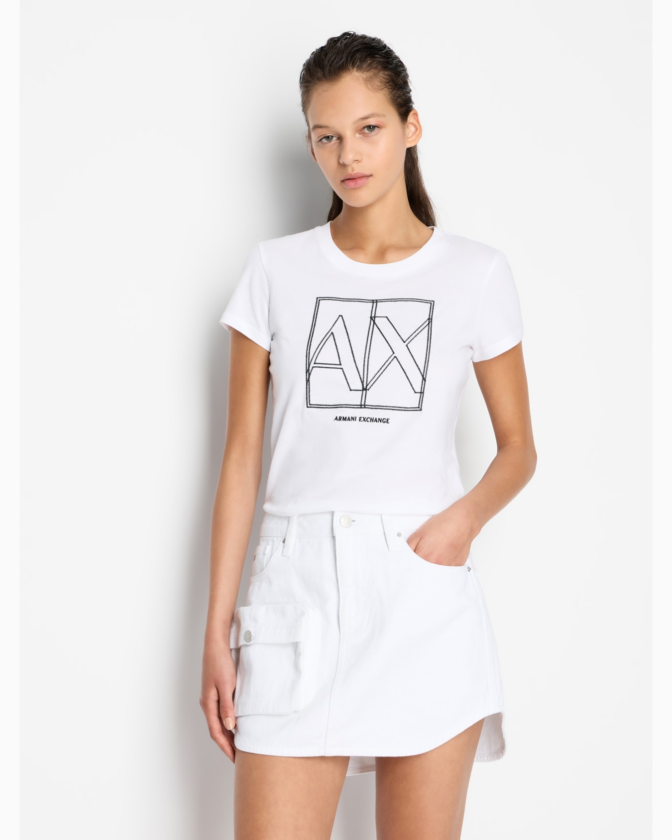 Bull denim miniskirt with maxi pocket Diapositiva 1