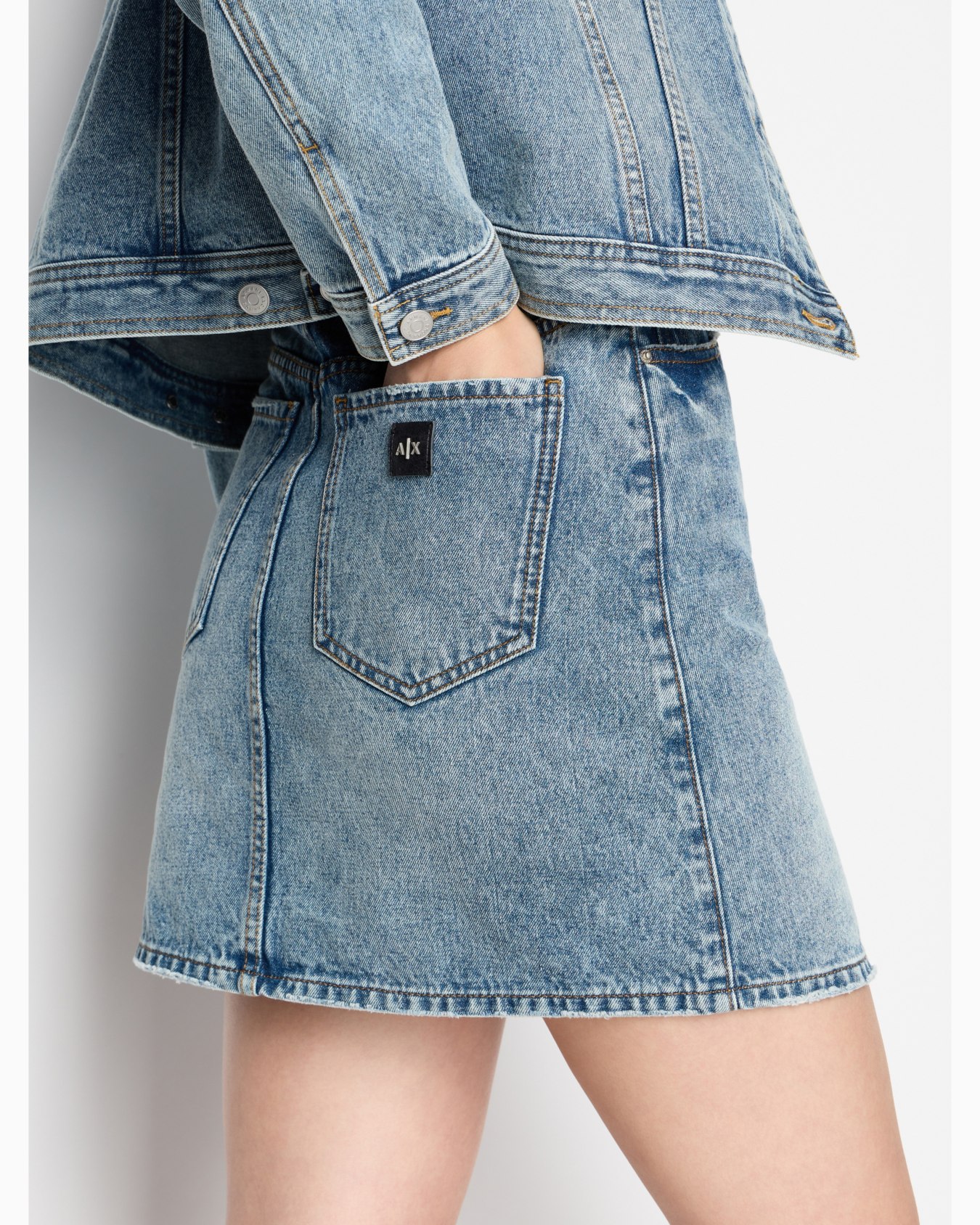 Indigo denim mini skirt Diapositiva 4