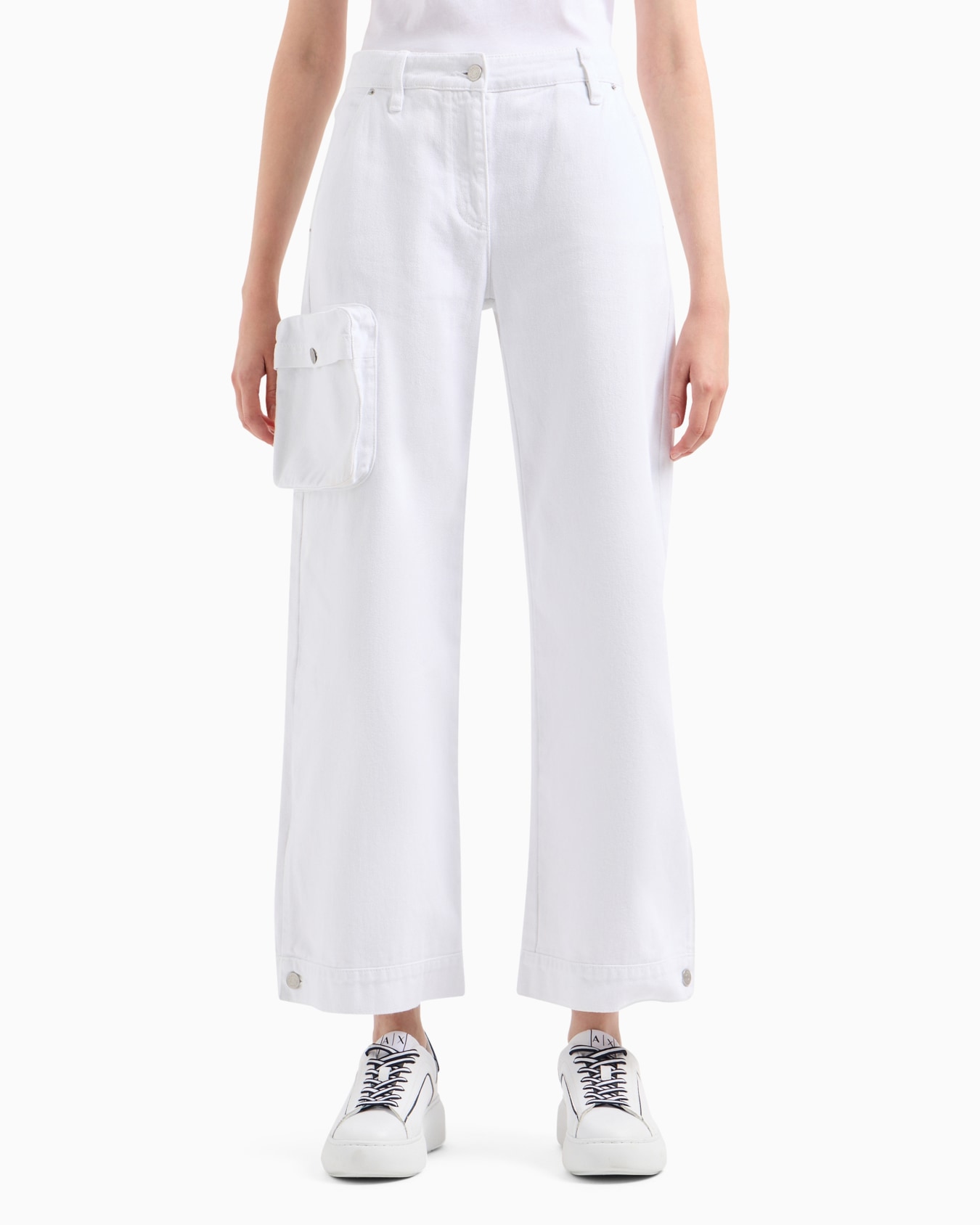 Palazzo jeans in bull denim with maxi pocket Diapositiva 1