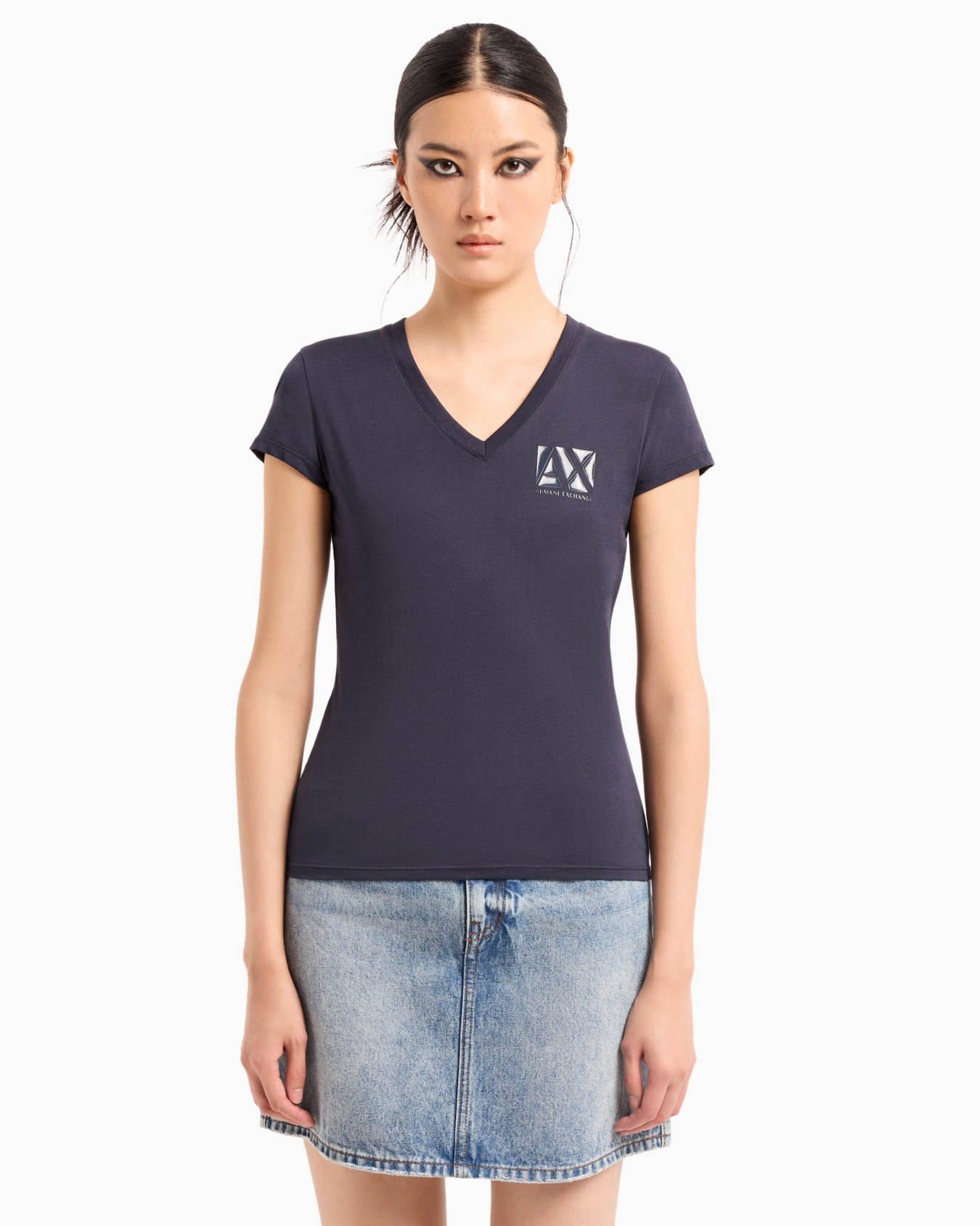Slim fit T-shirt in stretch cotton jersey Diapositiva 1