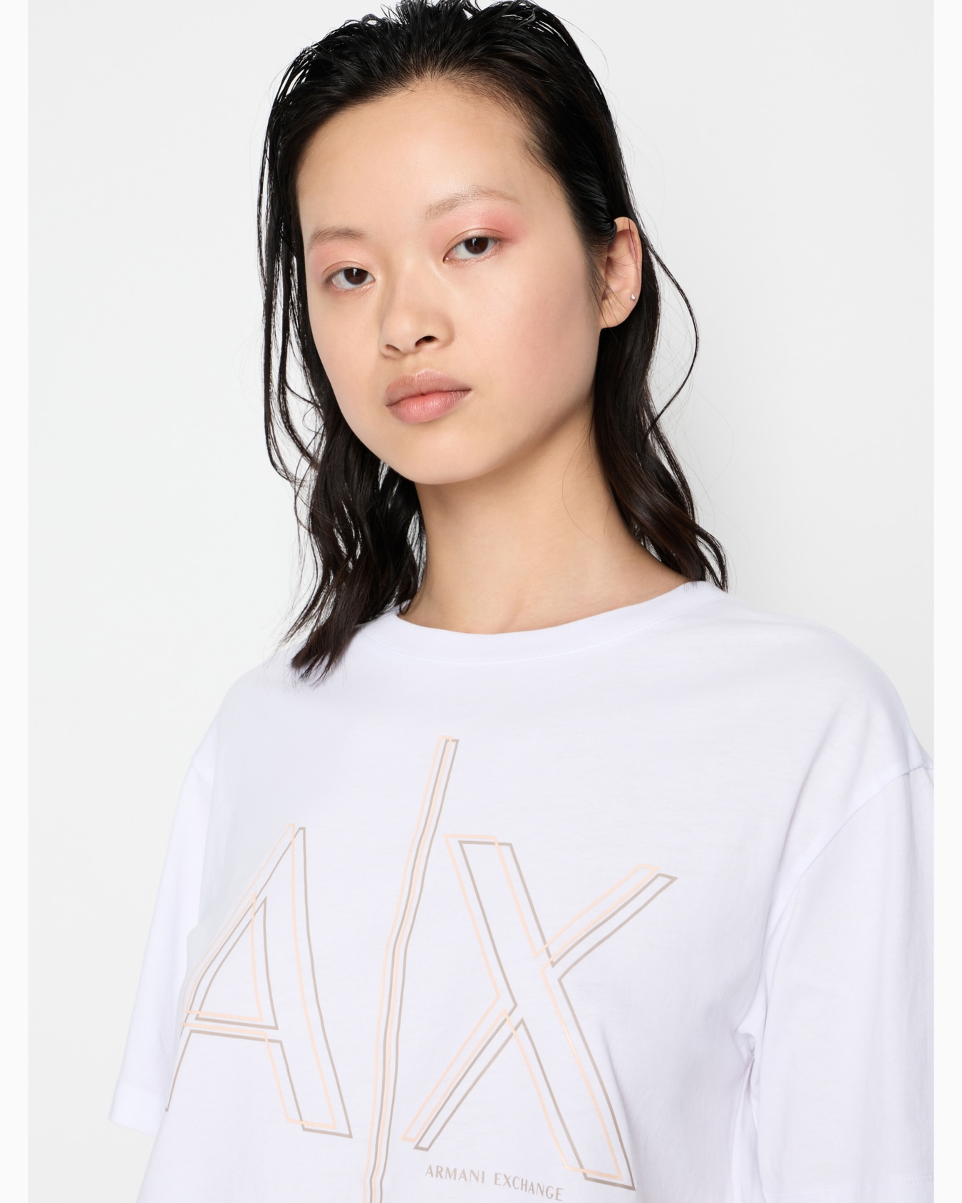 Cropped T-shirt with monogram logo in ASV cotton Diapositiva 4