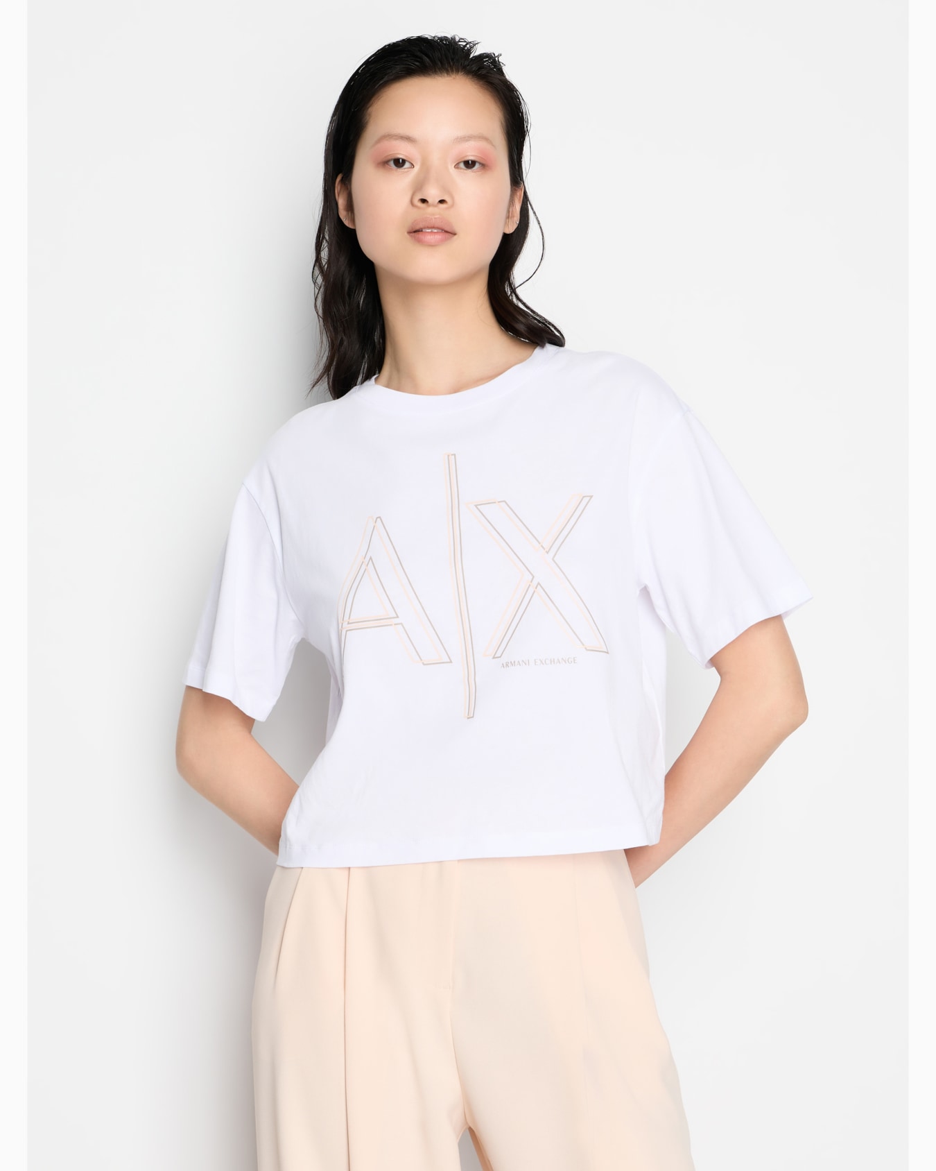 Cropped T-shirt with monogram logo in ASV cotton Diapositiva 1