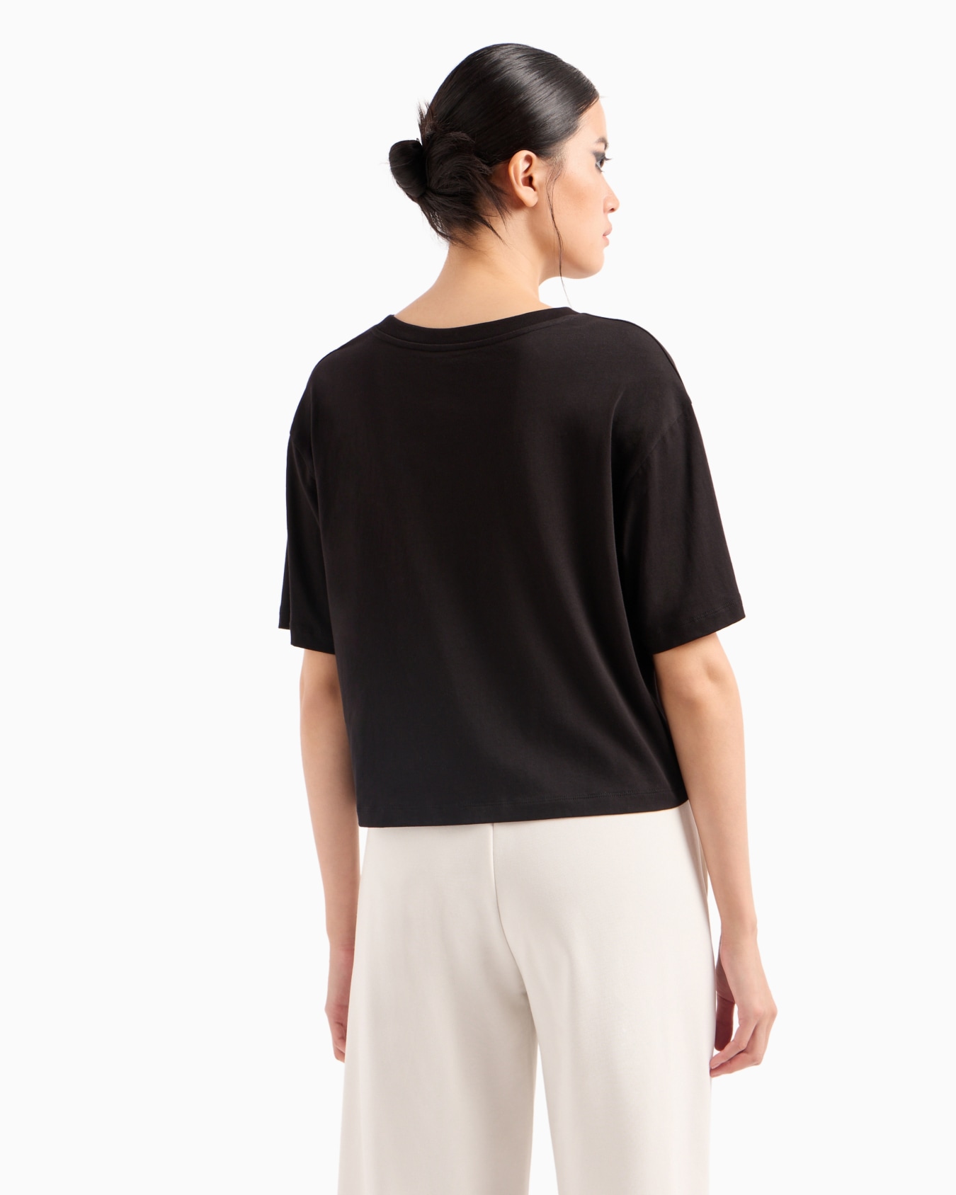 Cropped T-shirt with monogram logo in ASV cotton Diapositiva 2