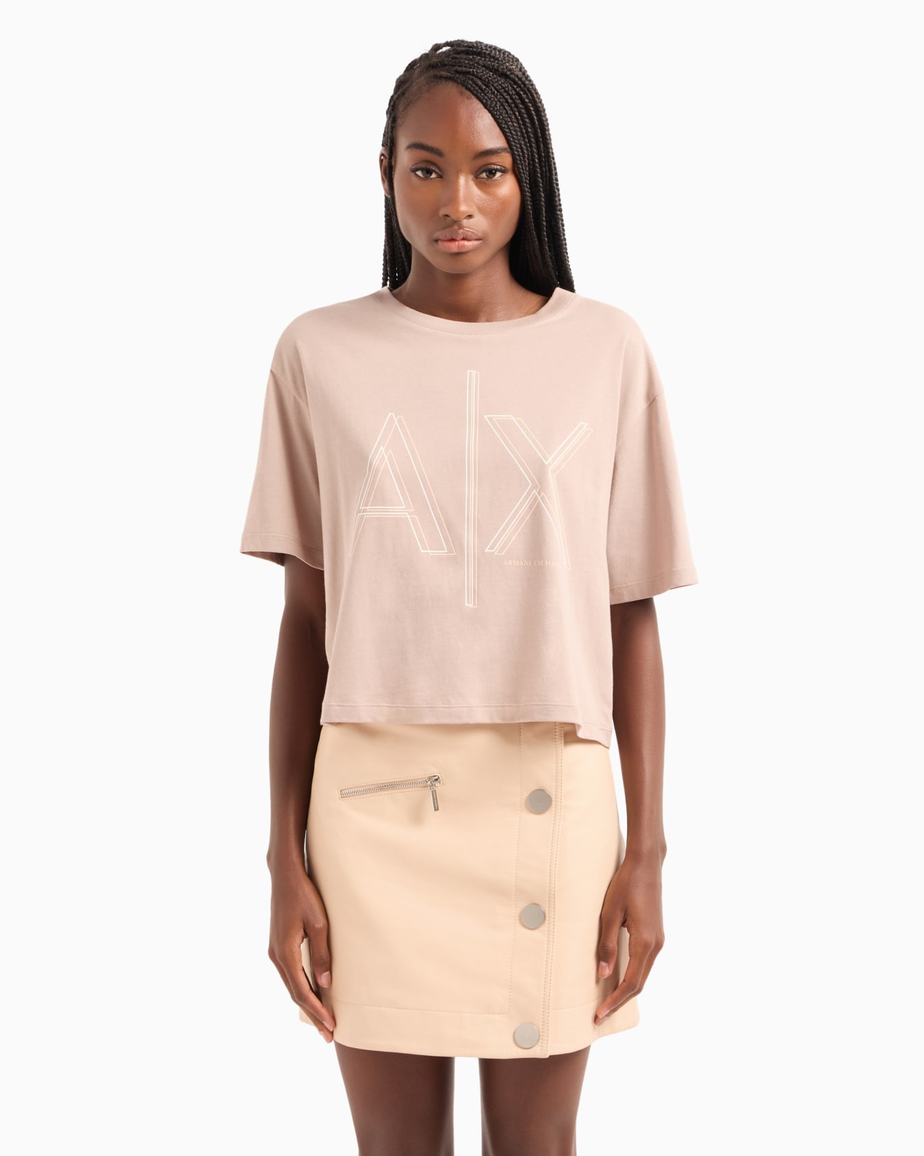 Cropped T-shirt with monogram logo in ASV cotton Slide 1