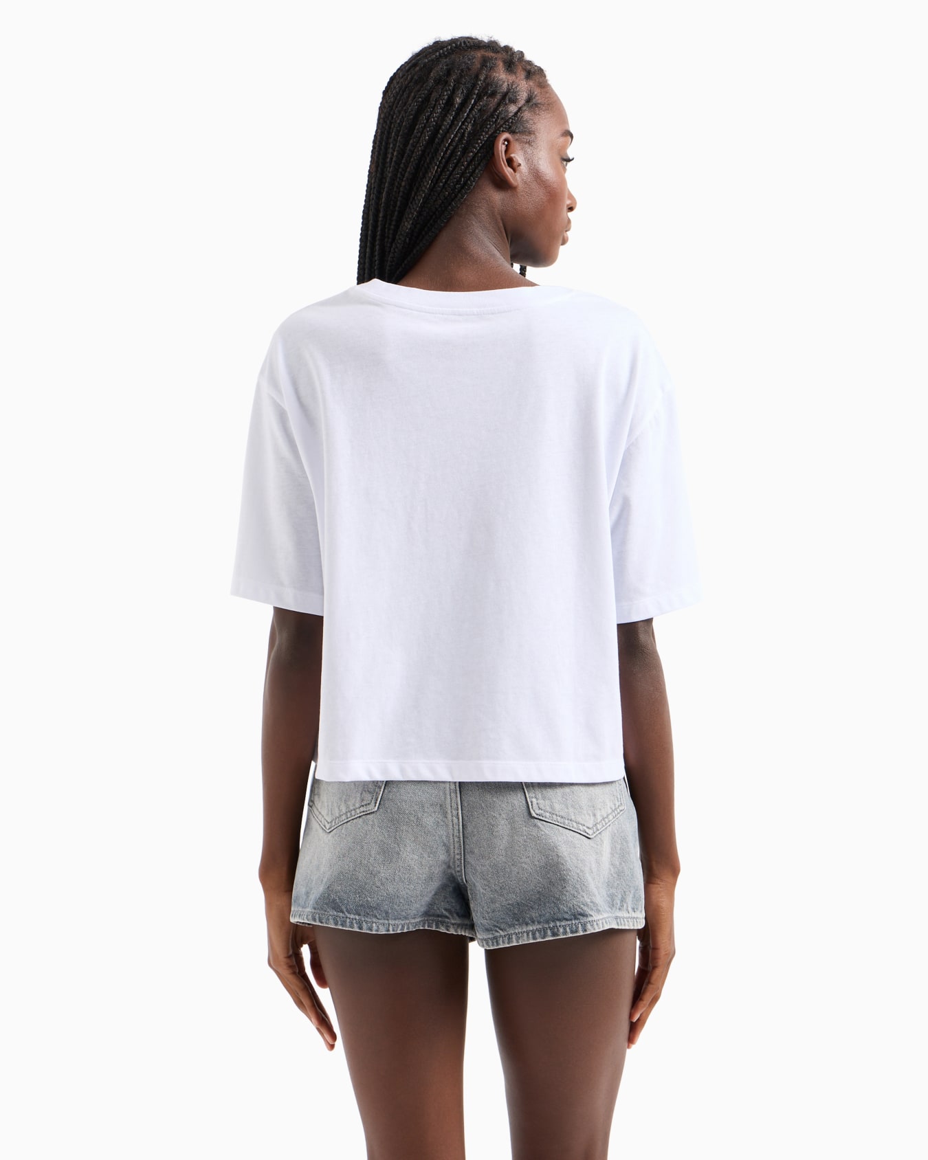 Cropped T-shirt with monogram logo in ASV cotton Diapositiva 2