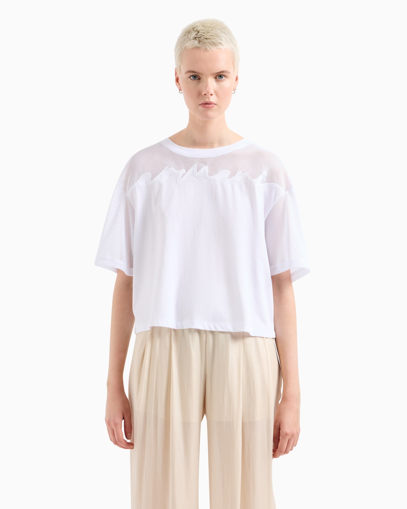 Cropped T-shirt with monogram logo in ASV cotton Diapositiva 1