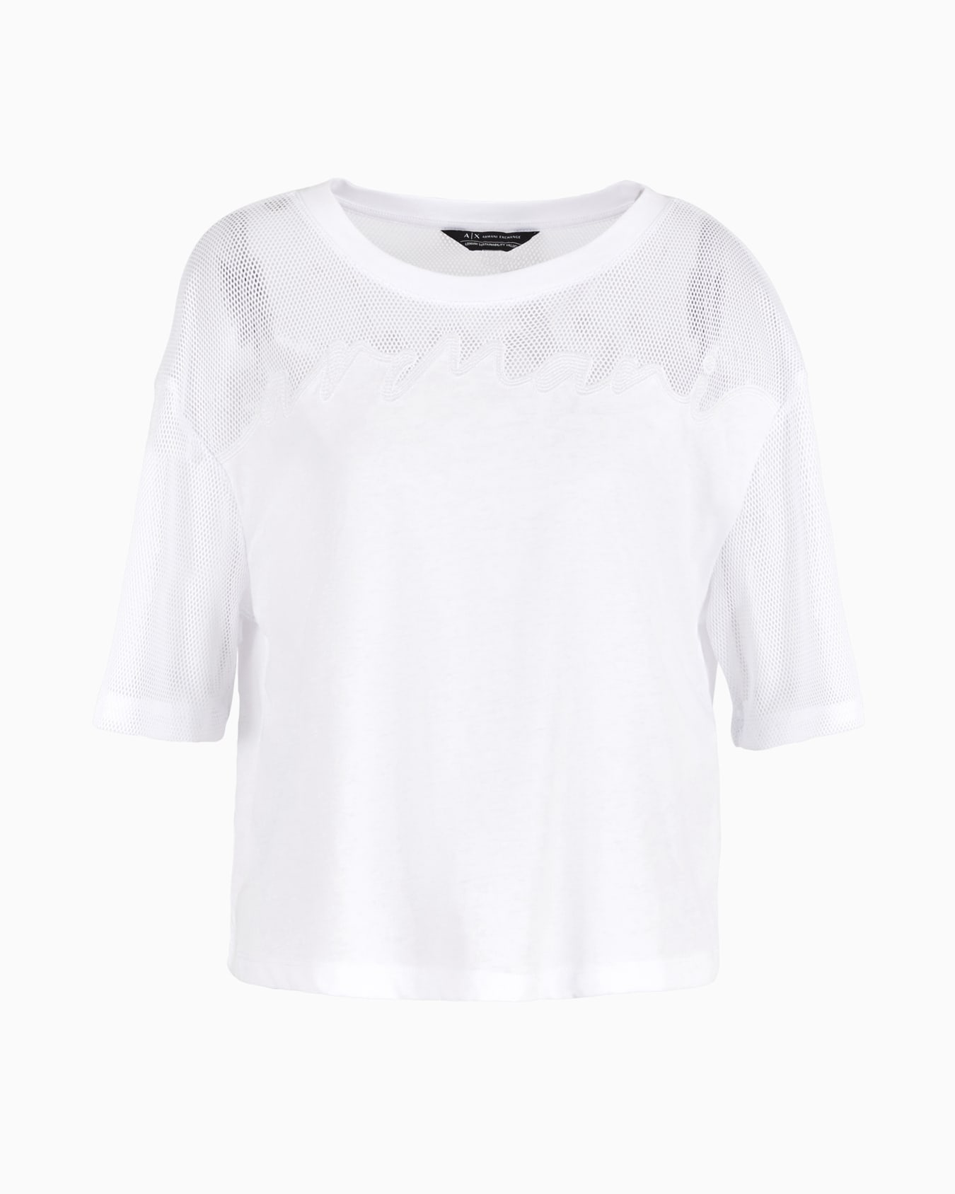 Cropped T-shirt with monogram logo in ASV cotton Diapositiva 0