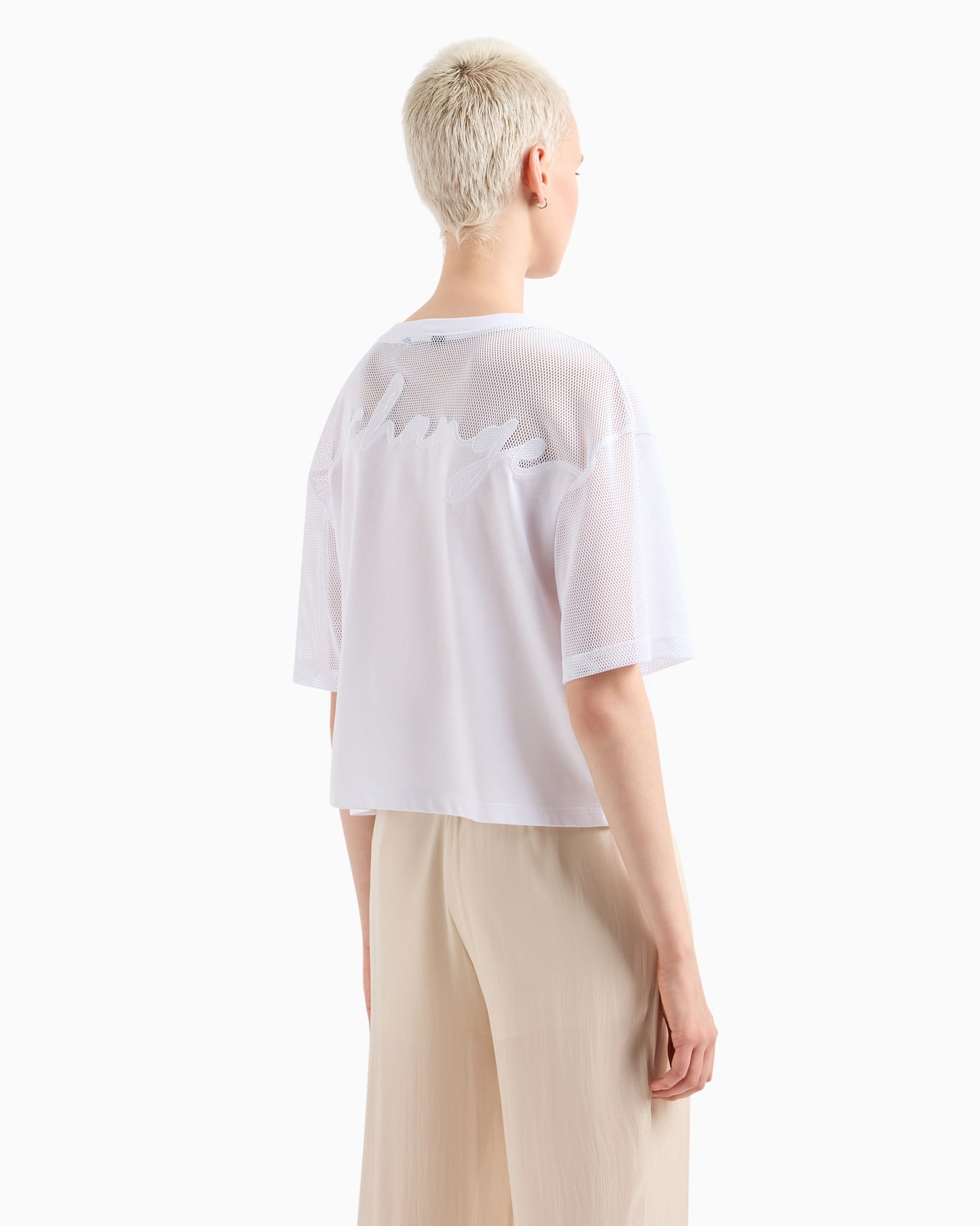 Cropped T-shirt with monogram logo in ASV cotton Diapositiva 2