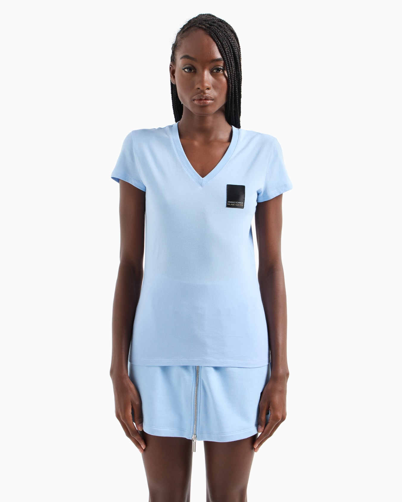 Slim fit T-shirt in stretch cotton jersey Diapositiva 1
