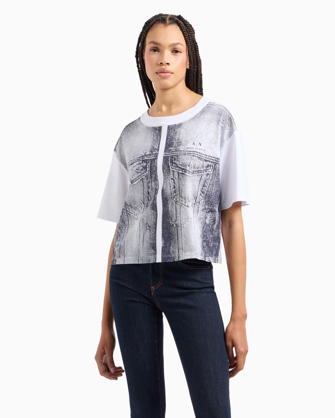 Cropped T-shirt with monogram logo in ASV cotton Diapositiva 1