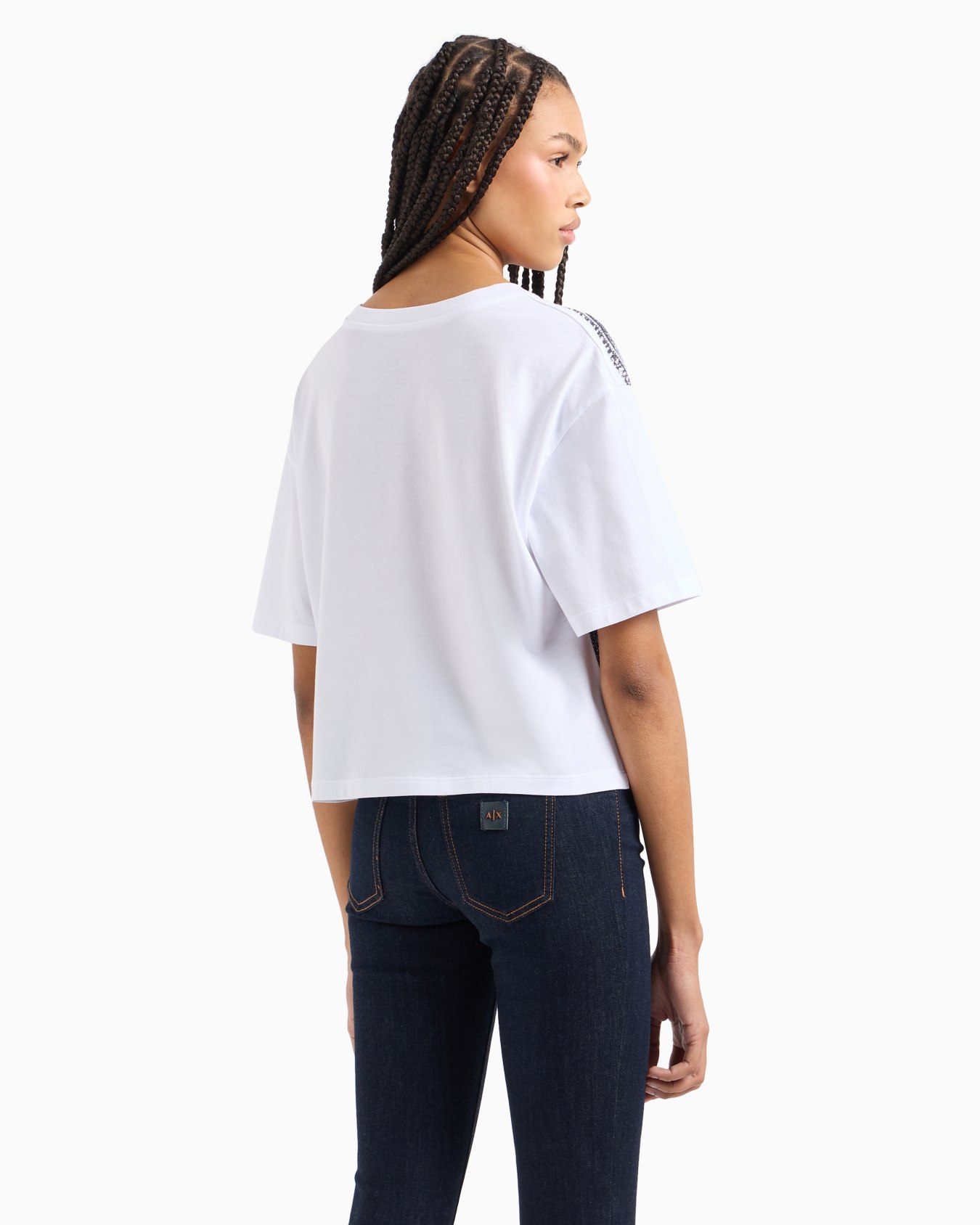 Cropped T-shirt with monogram logo in ASV cotton Diapositiva 2