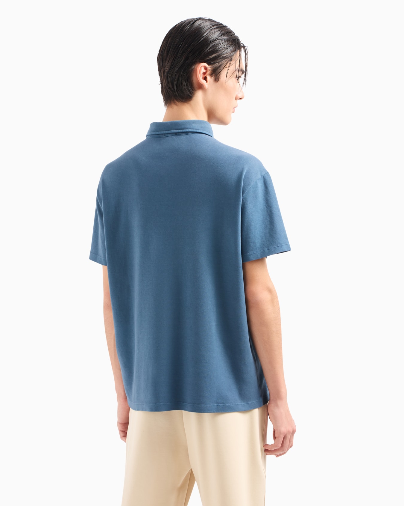 Regular fit cotton polo shirt with short sleeves and logo Diapositiva 2