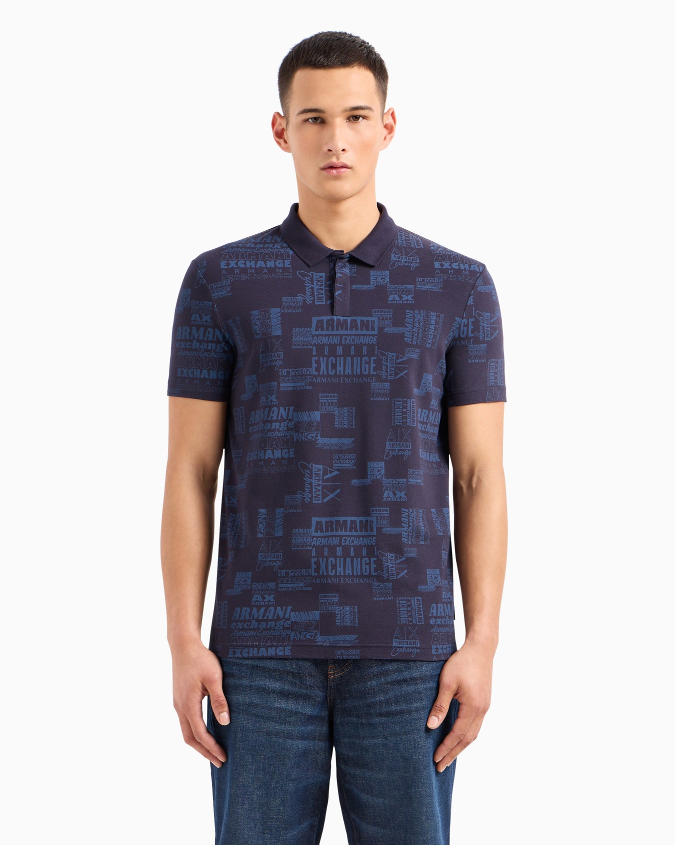 Regular fit short-sleeved polo shirt with contrasting collar Diapositiva 1
