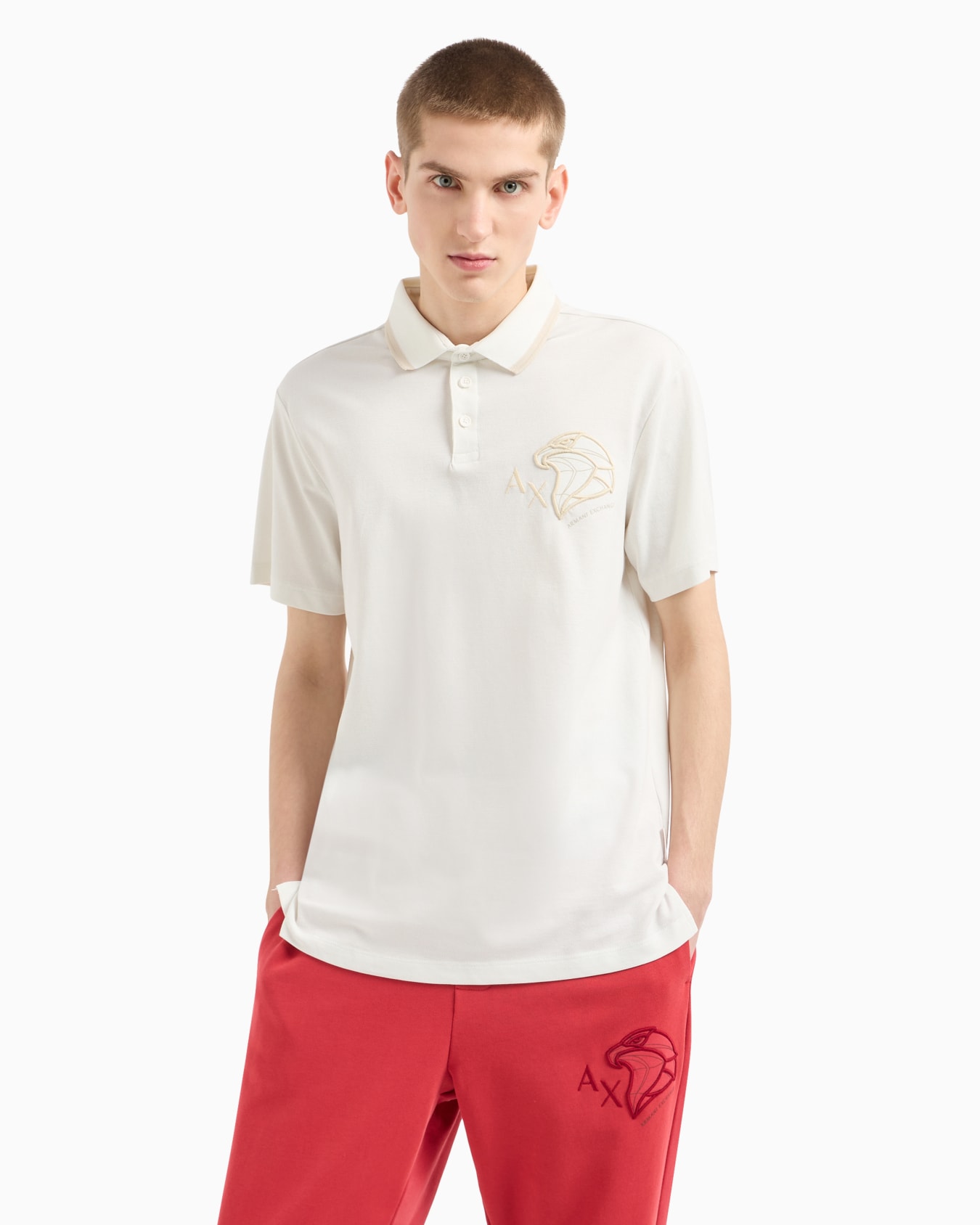 Regular fit pique polo shirt with embroidery Diapositiva 1