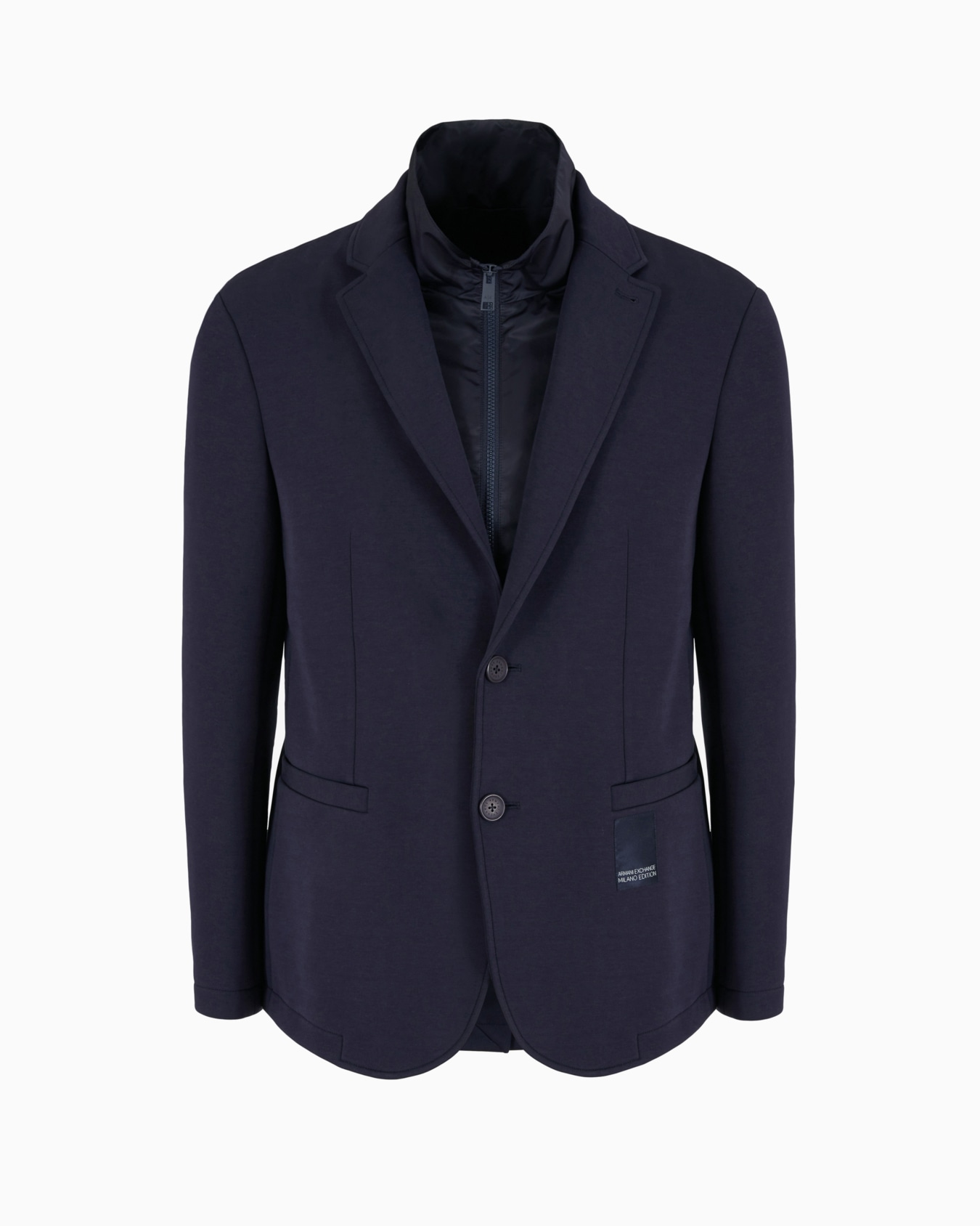 Single-breasted jacket in technical fabric with bib Diapositiva 0