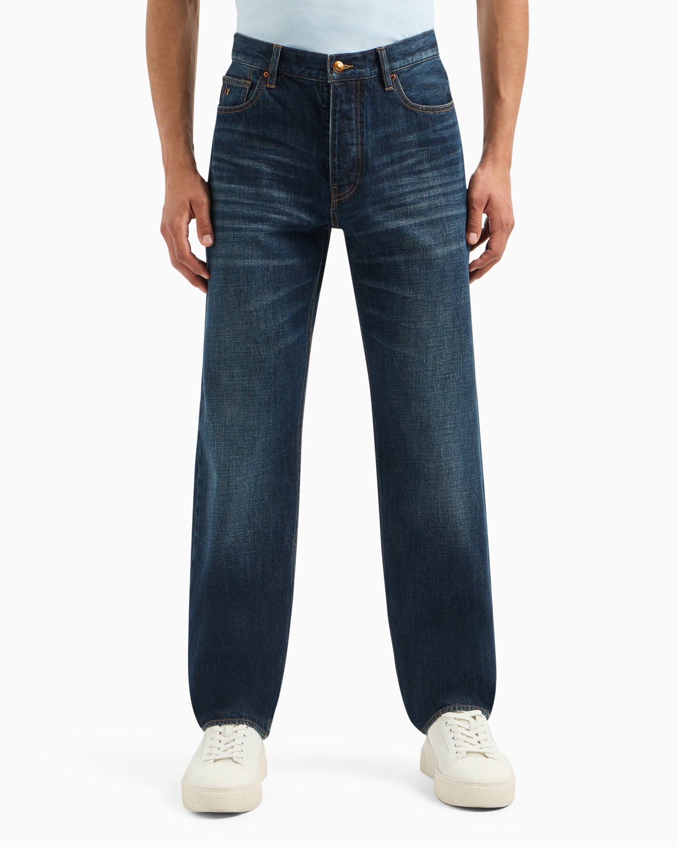 Relaxed Fit Jeans in Indigo Rigid Cotton Denim Slide 1