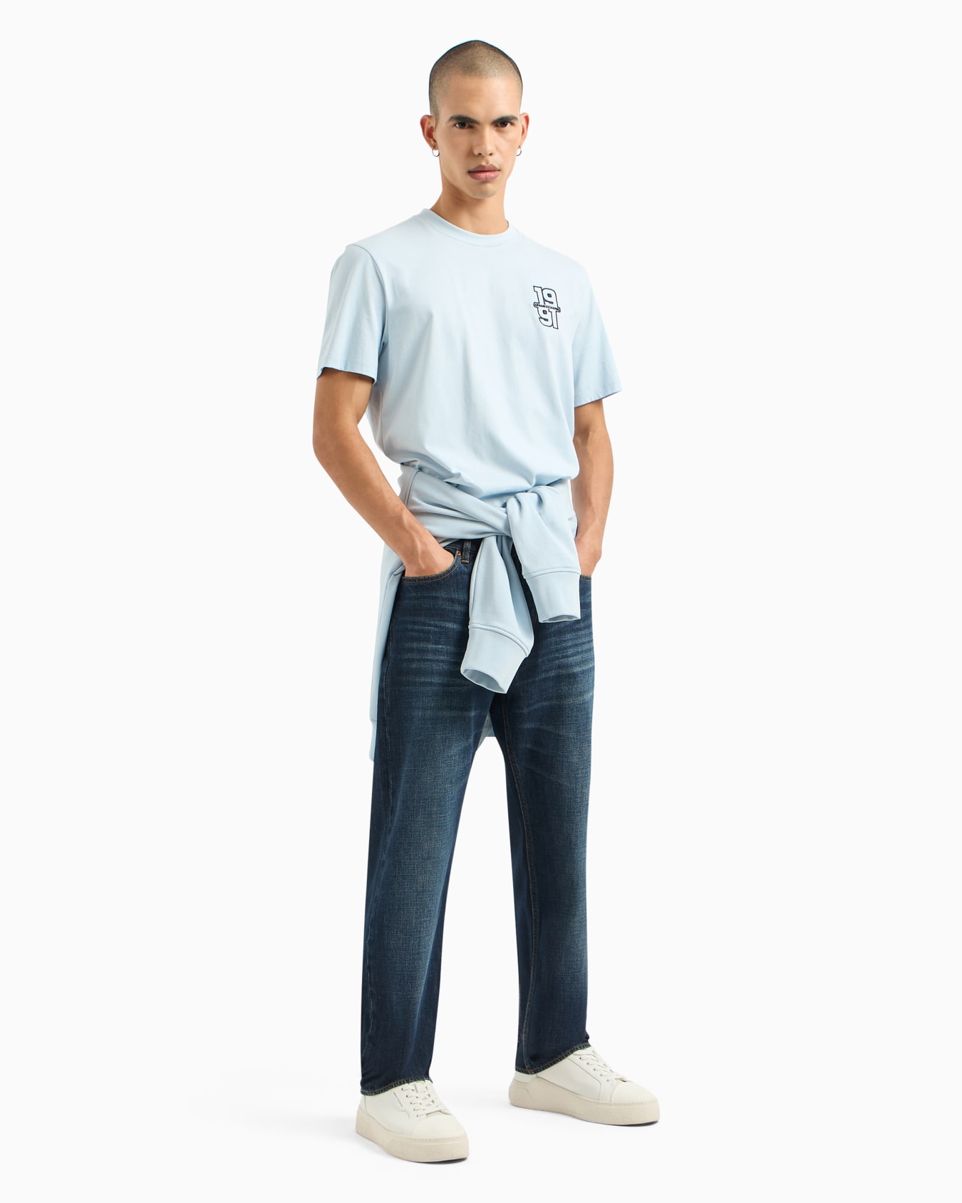 Relaxed Fit Jeans in Indigo Rigid Cotton Denim Slide 3