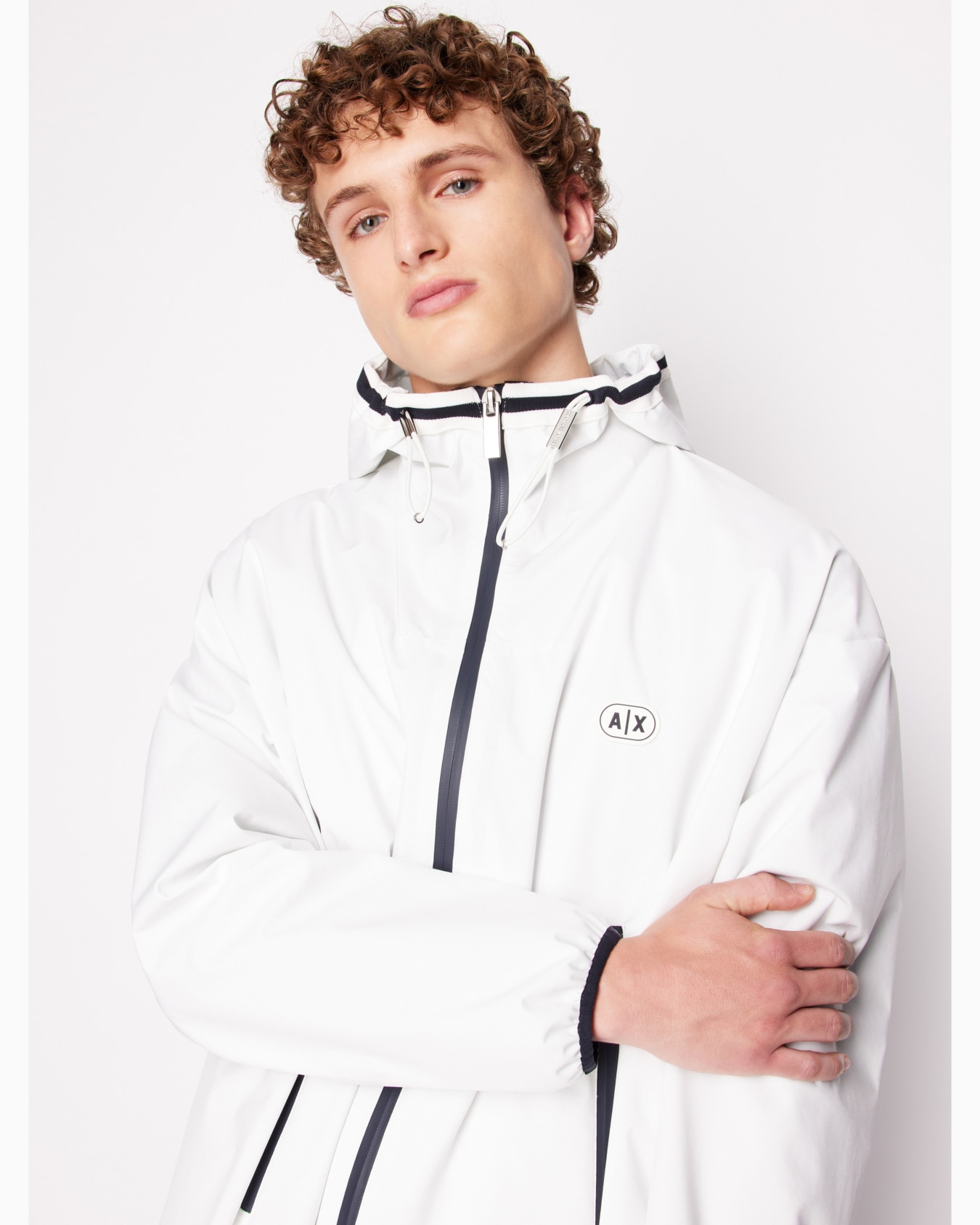 Caban coat in stretch fabric with logo tape Diapositiva 4