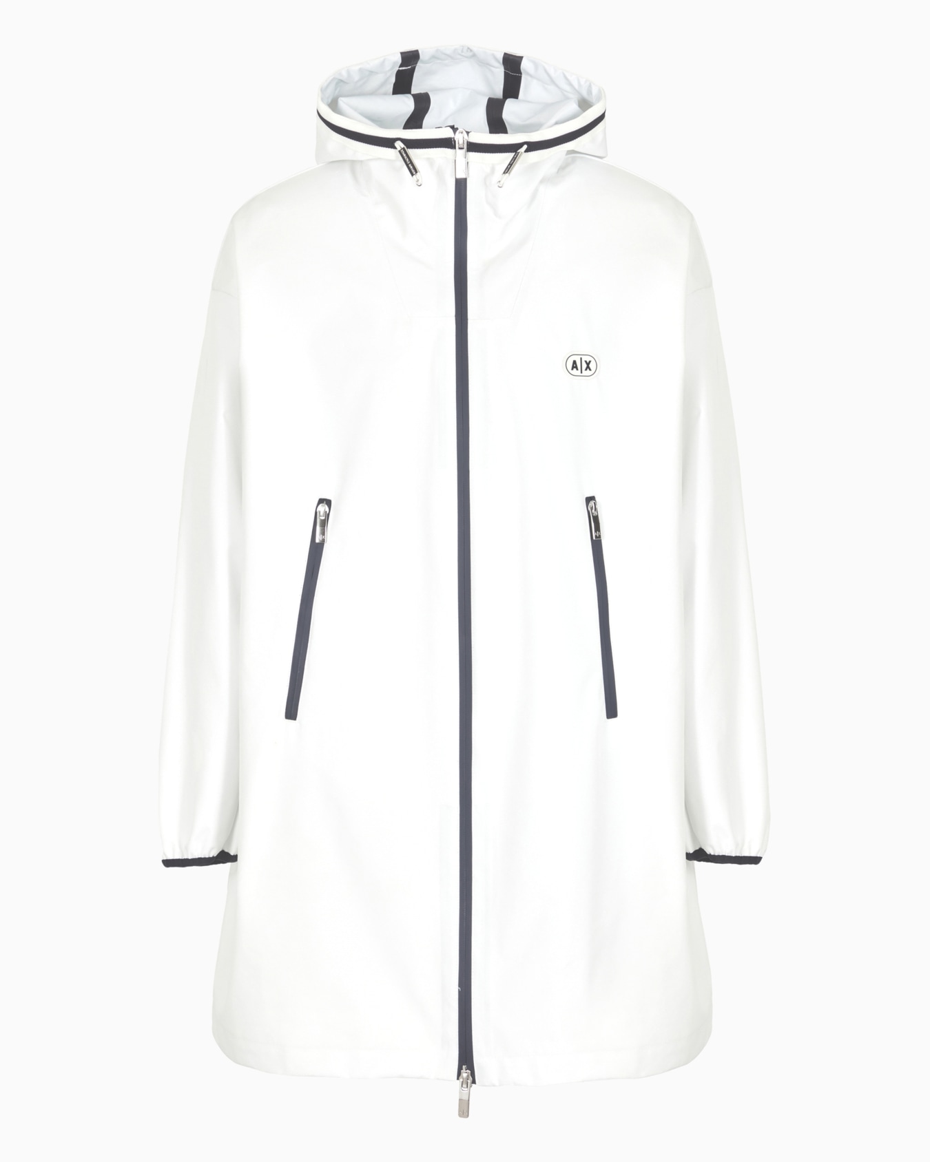 Caban coat in stretch fabric with logo tape Diapositiva 0