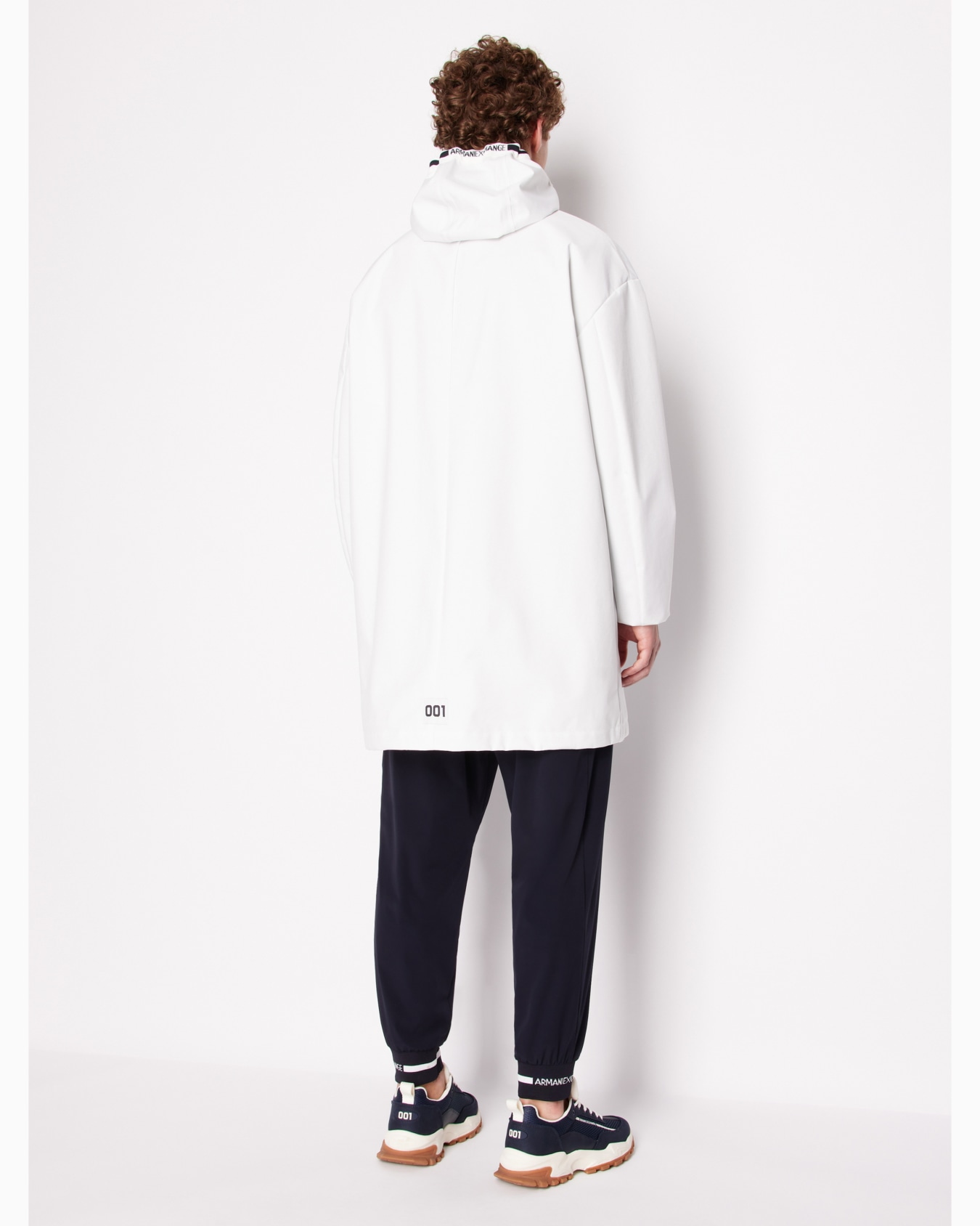 Caban coat in stretch fabric with logo tape Diapositiva 2
