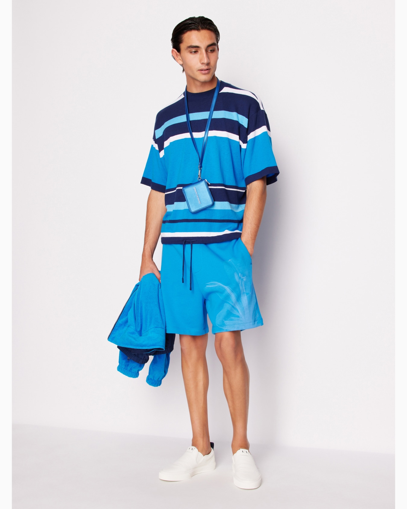 Striped short-sleeved shirt with drawstring Diapositiva 3