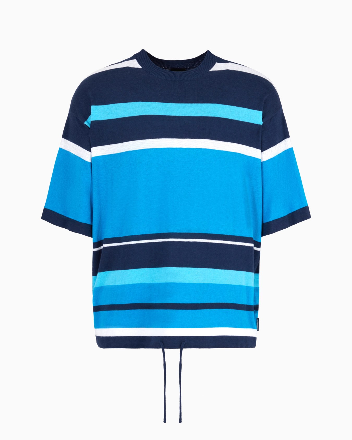 Striped short-sleeved shirt with drawstring Diapositiva 0