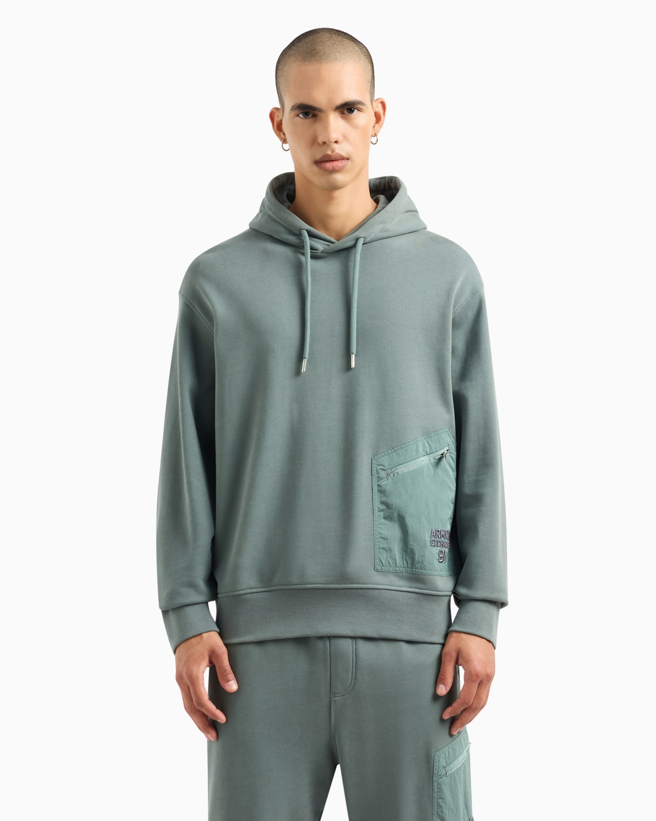 Stretch fabric zip-up hoodie Slide 1
