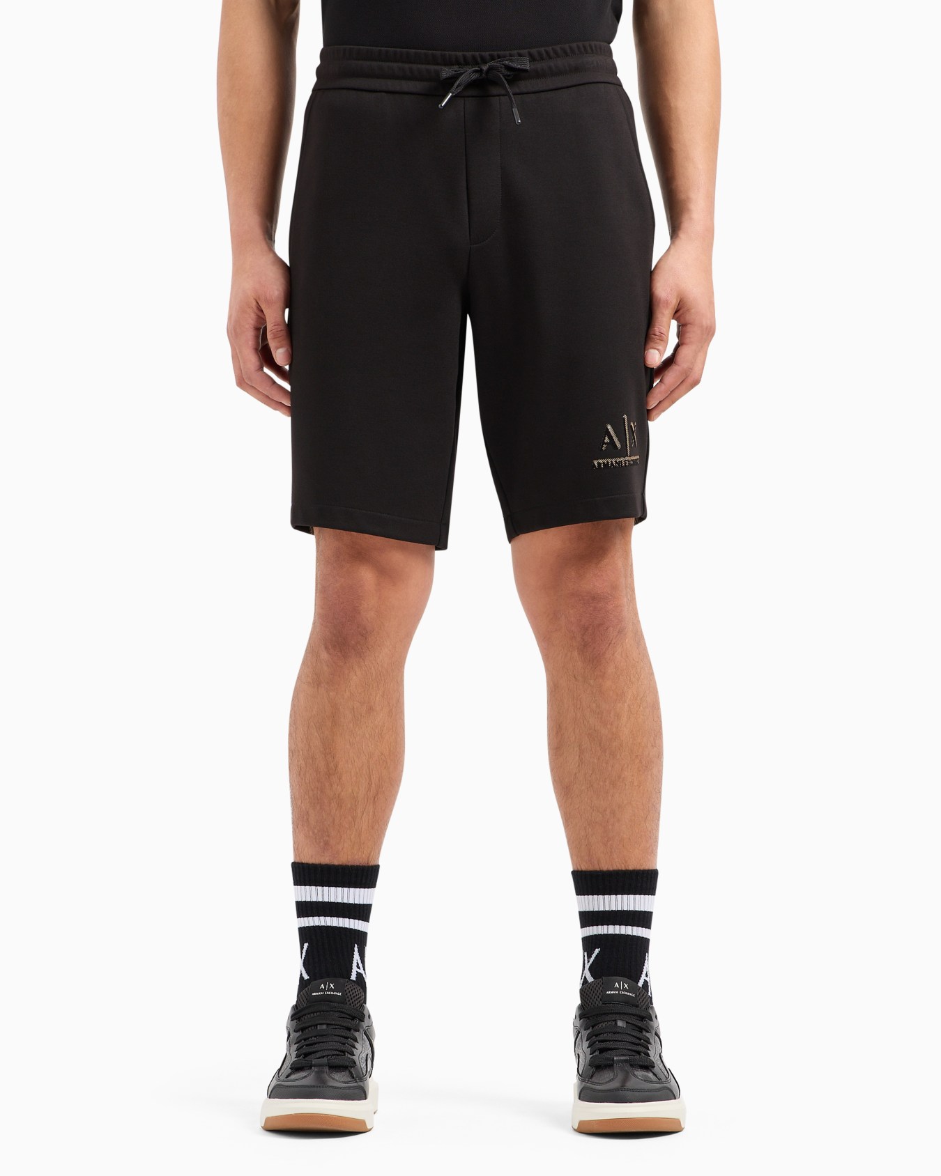 Stretch interlock shorts with logo Diapositiva 1