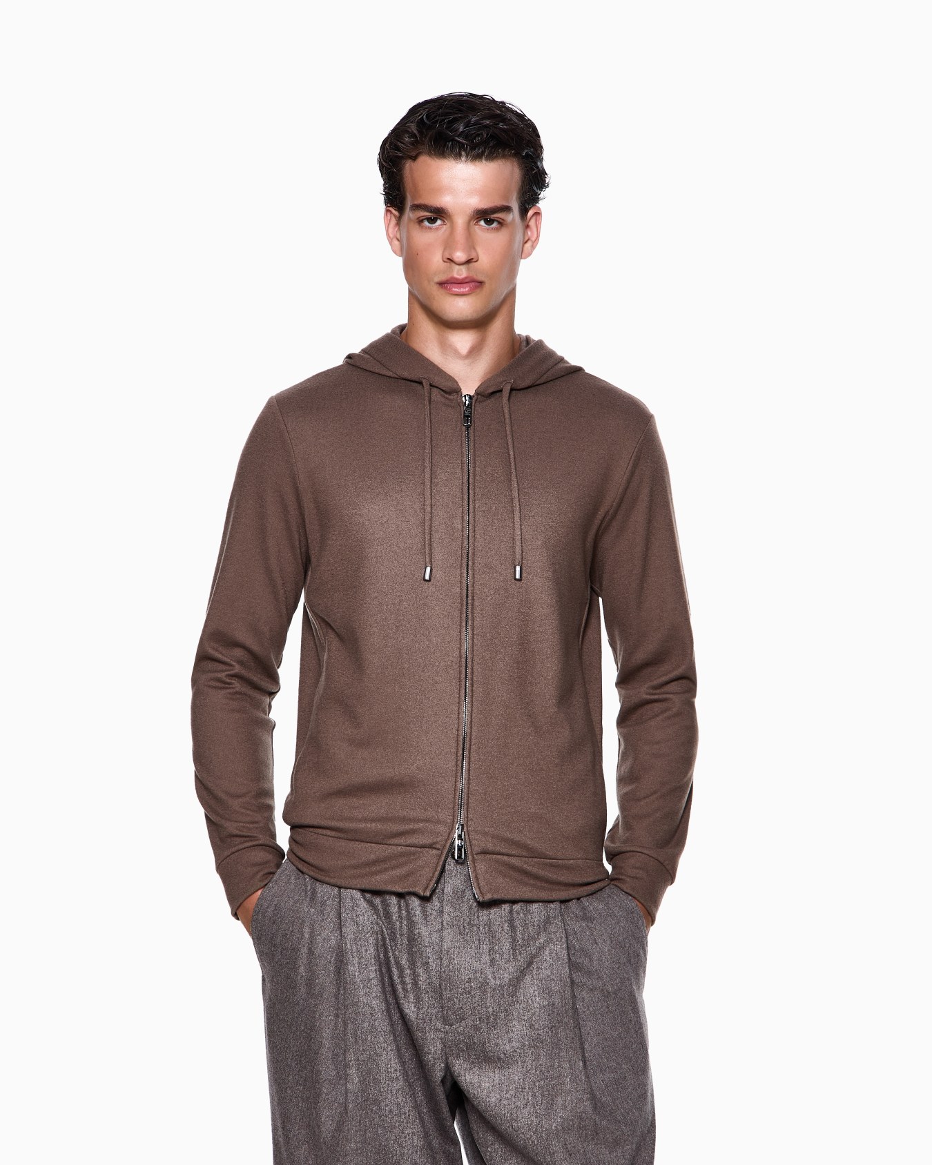 Felpa con cappuccio in panno di puro cashmere Slide 3