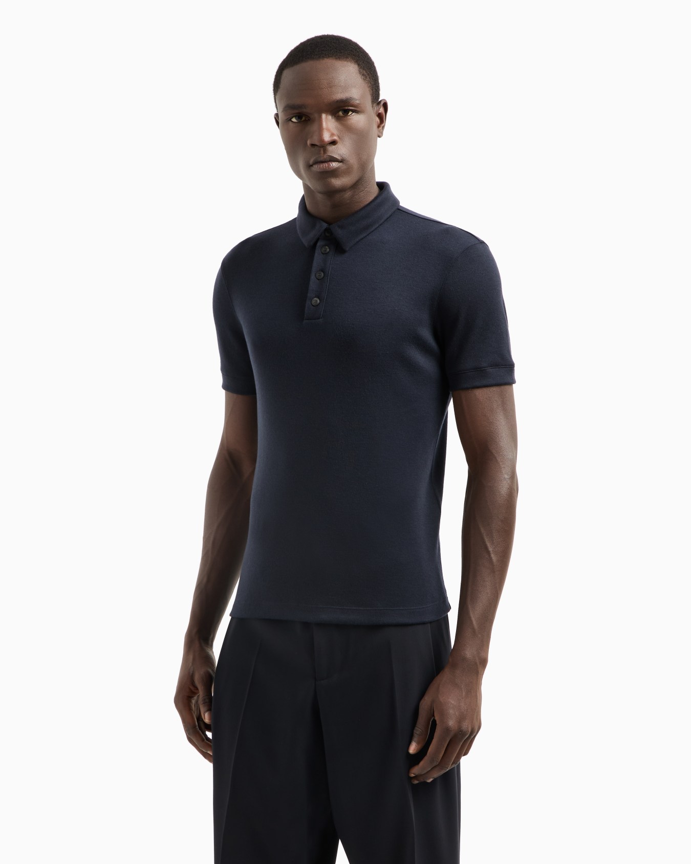 Pure cashmere interlock polo shirt Slide 3