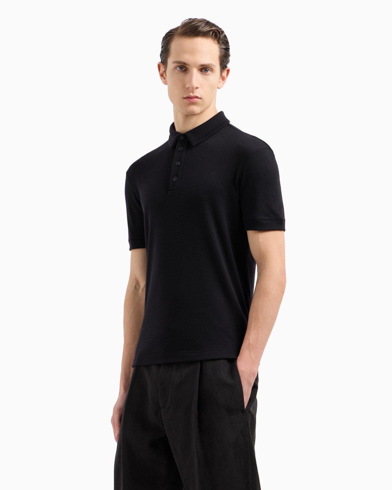 Pure cashmere interlock polo shirt Slide 3