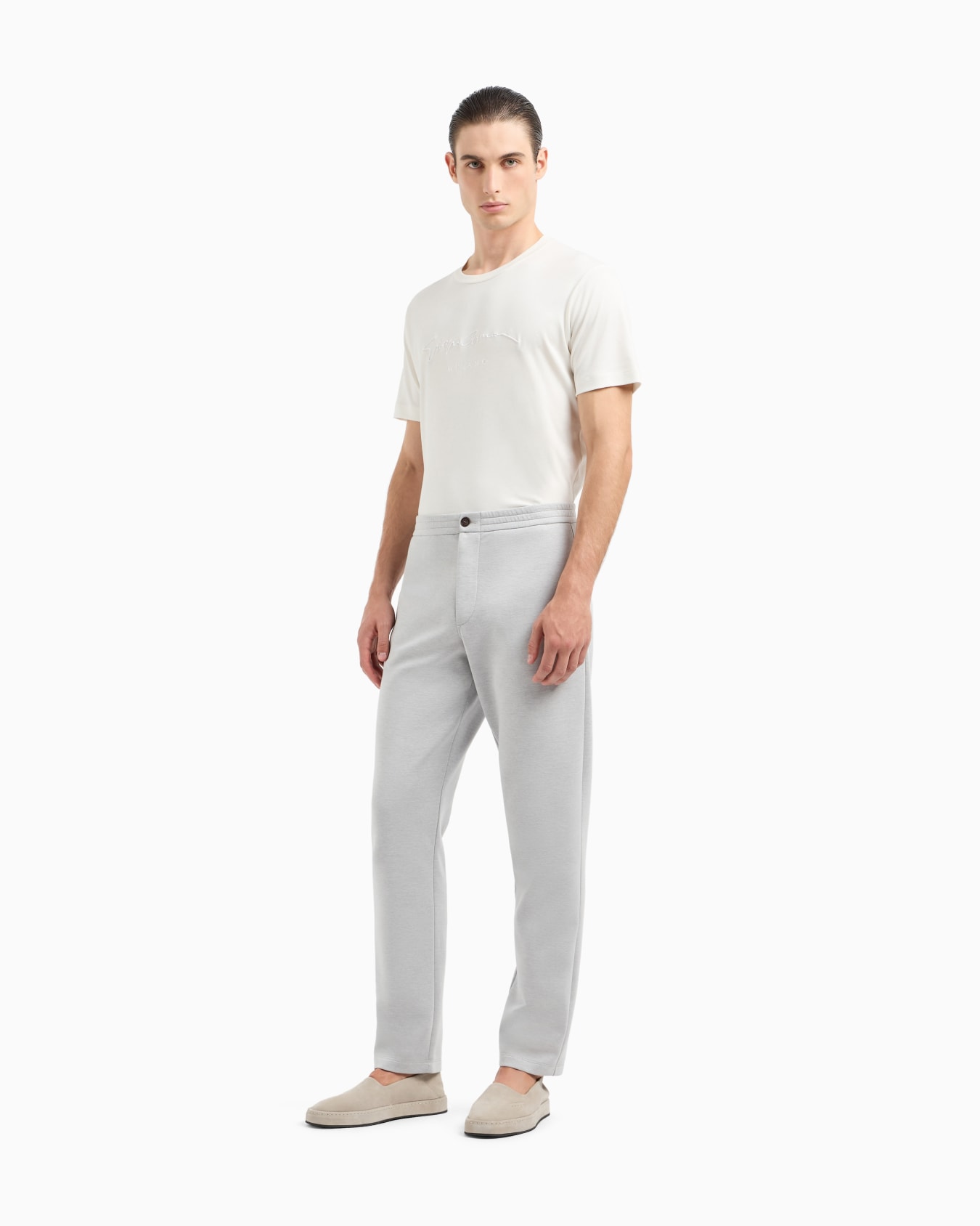 Pantalones de punto doble de algodón Diapositiva 1