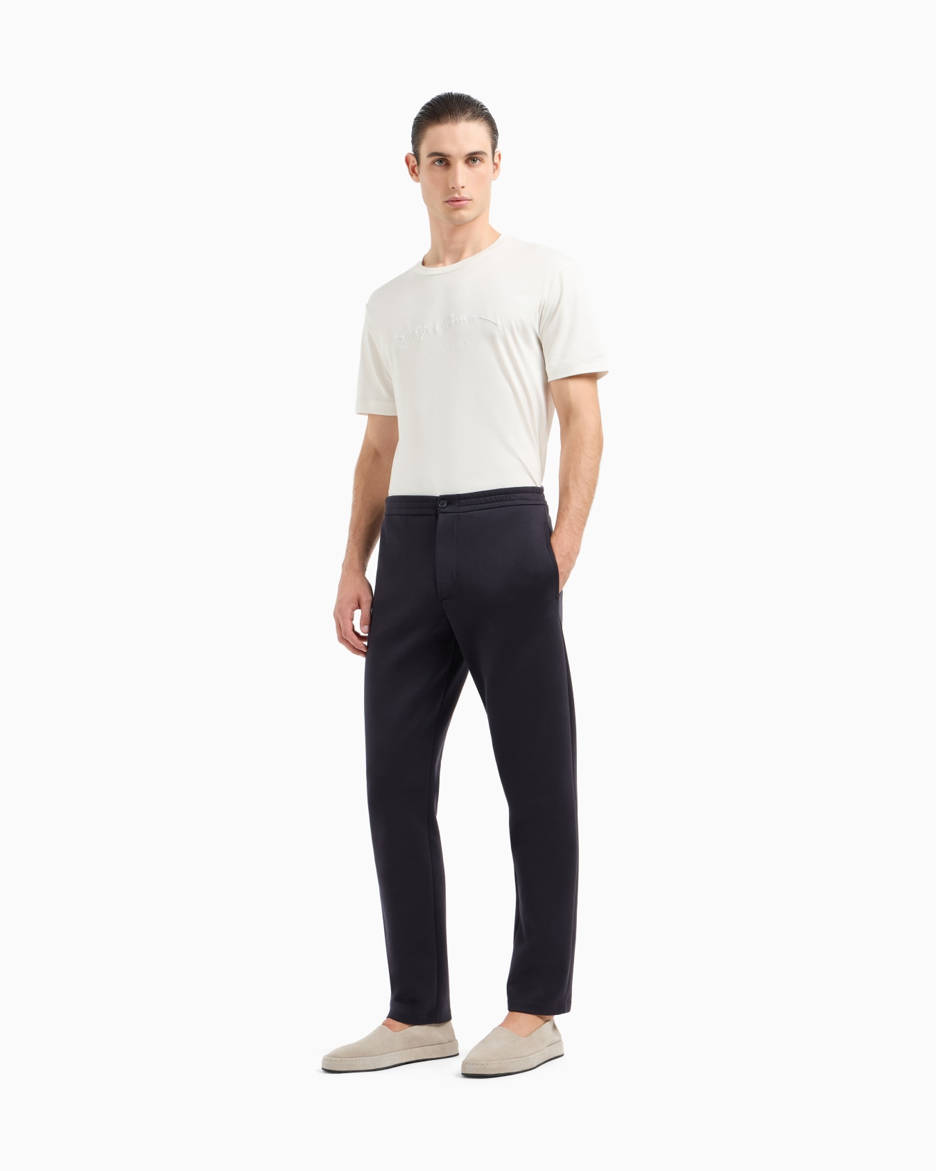 Pantalones de punto doble de algodón Diapositiva 2