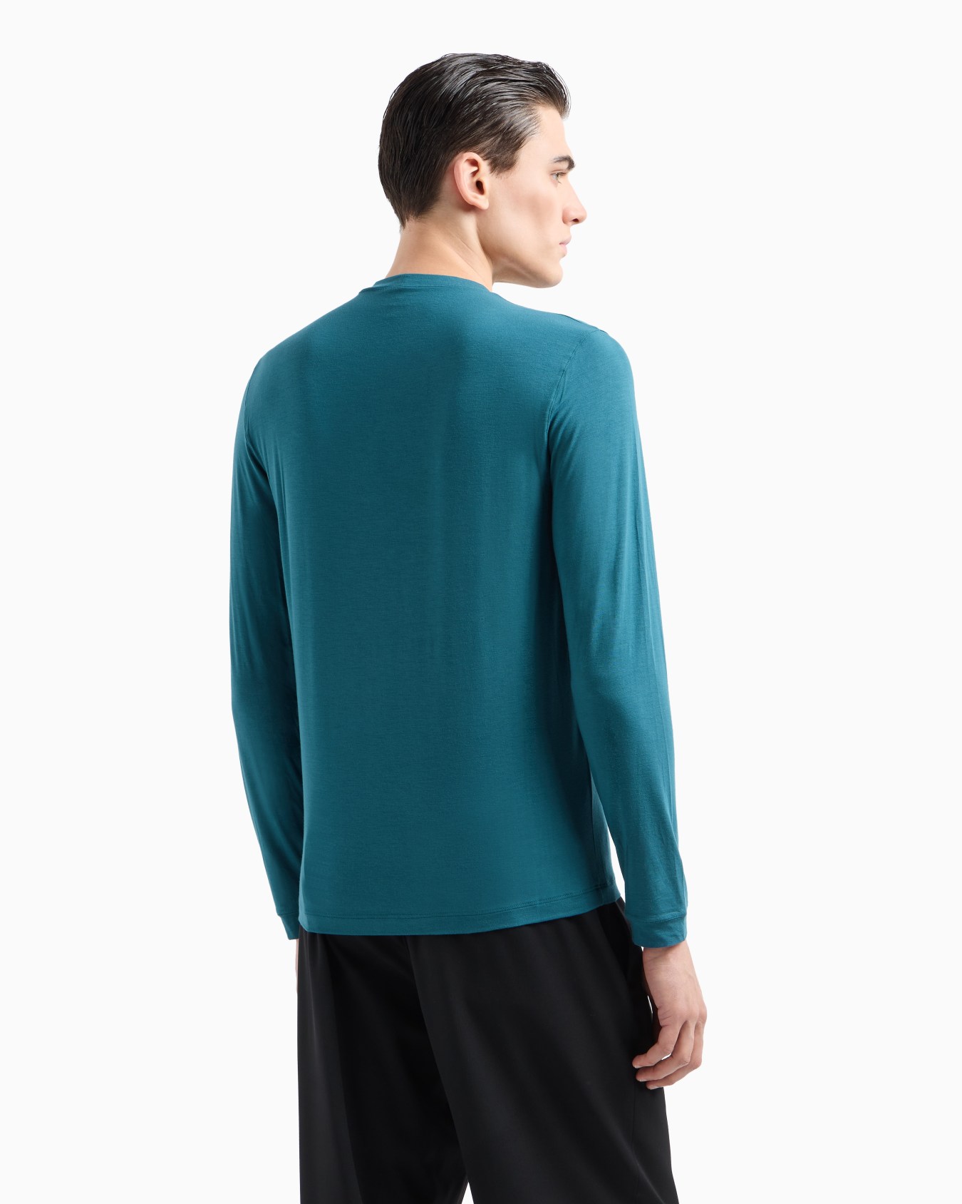 Stretch viscose jersey jumper with crew neck and long sleeves Slide 2